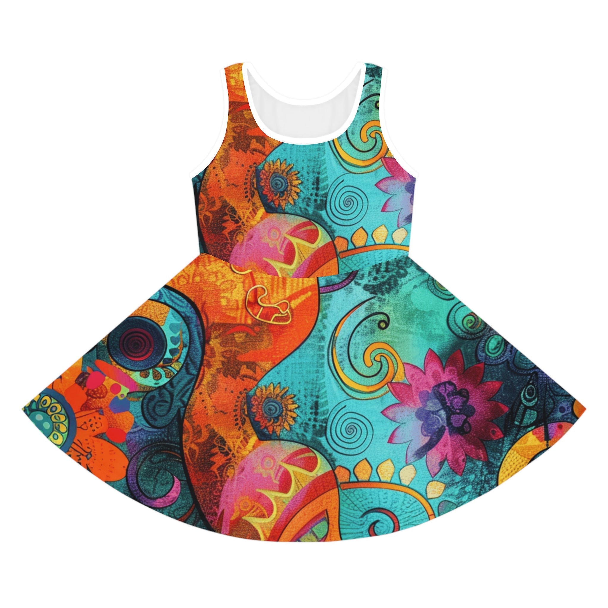 Printify Vibrant Abstract Floral Skater Dress 2025