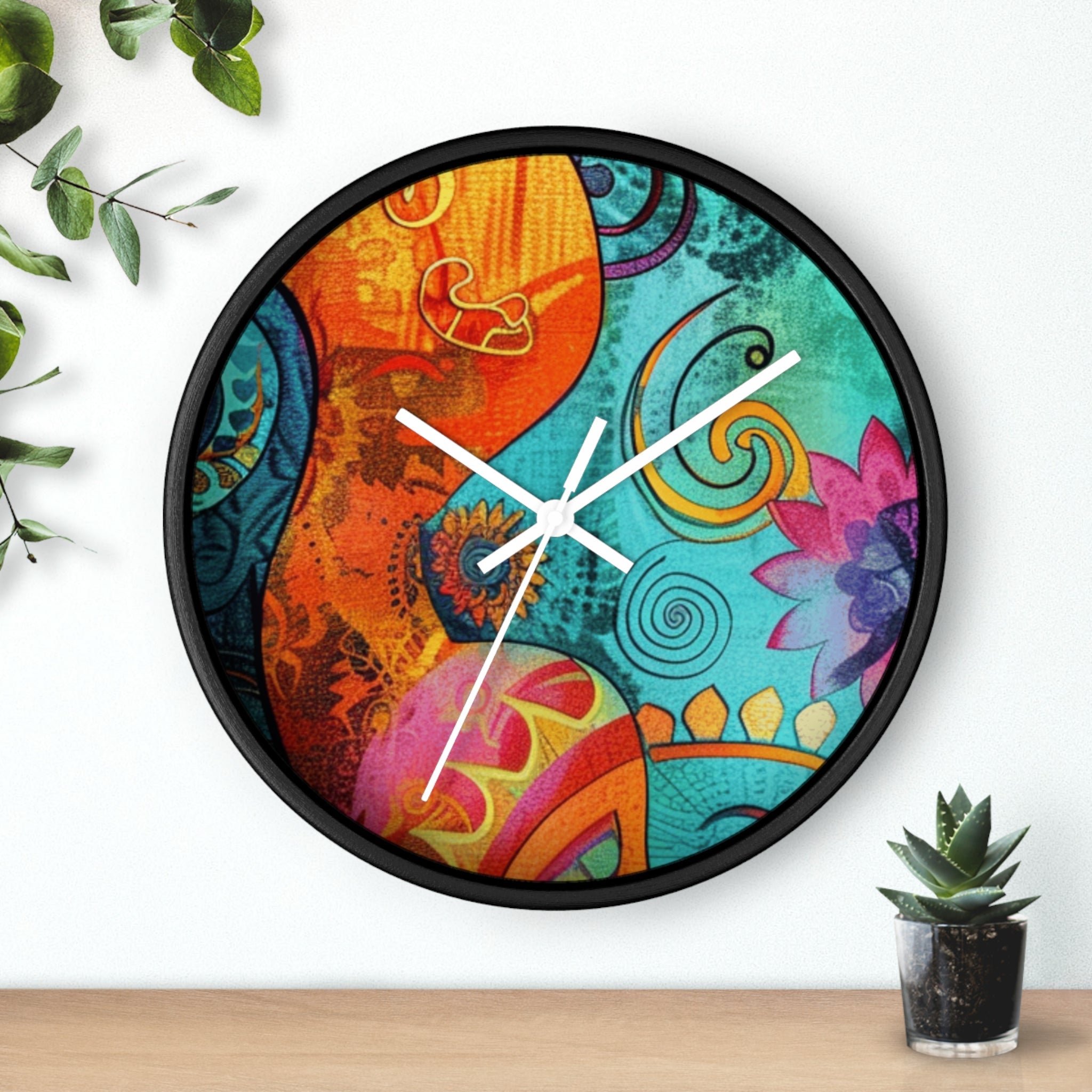 Vibrant Abstract Floral Wall Clock, Artsulli - Art is Long, Life is Short, Home Decor, , , , , , , 