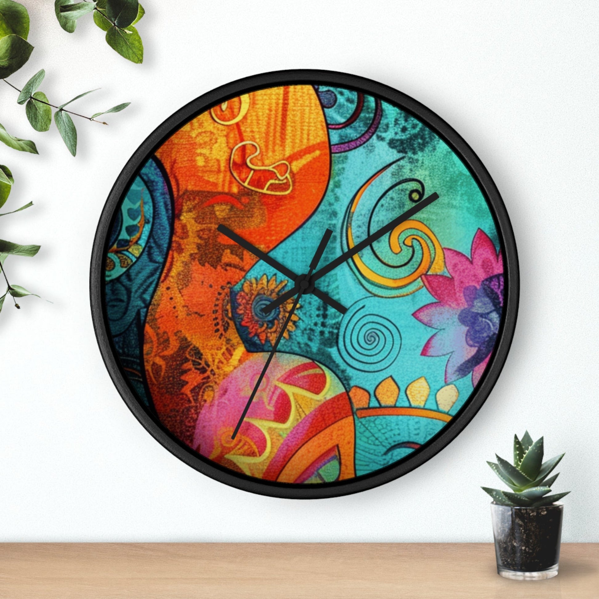 Vibrant Abstract Floral Wall Clock, Artsulli - Art is Long, Life is Short, Home Decor, , , , , , , 