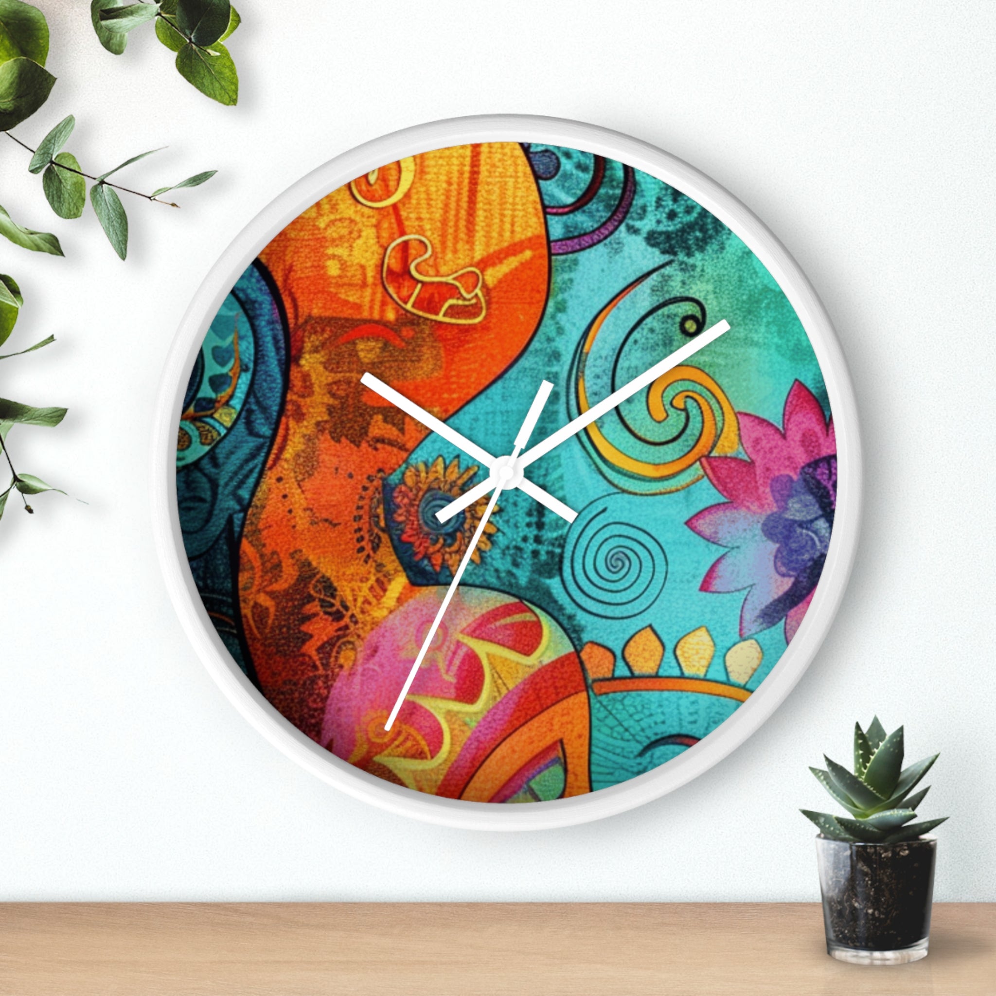 Vibrant Abstract Floral Wall Clock, Artsulli - Art is Long, Life is Short, Home Decor, , , , , , , 