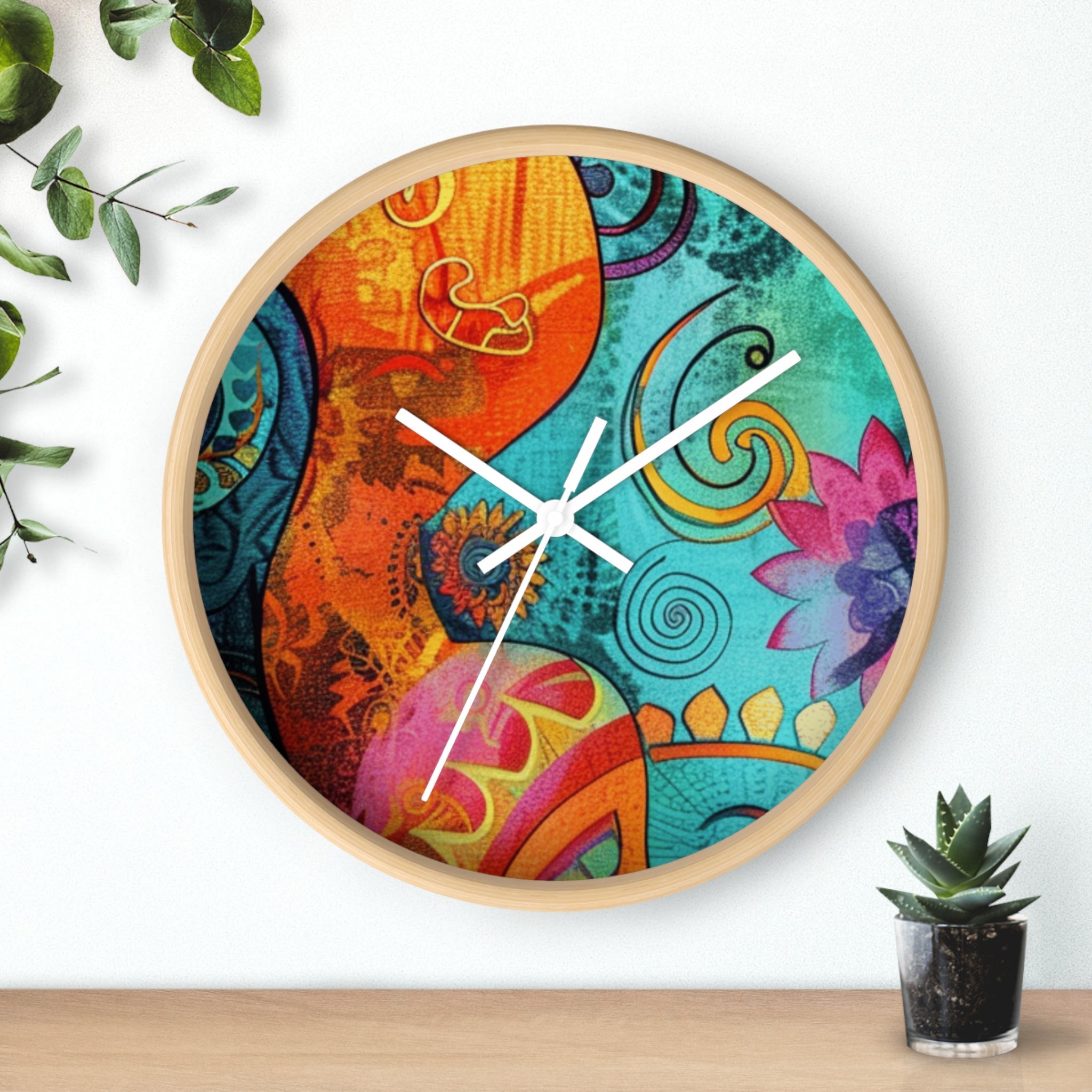 Vibrant Abstract Floral Wall Clock, Artsulli - Art is Long, Life is Short, Home Decor, , , , , , , 