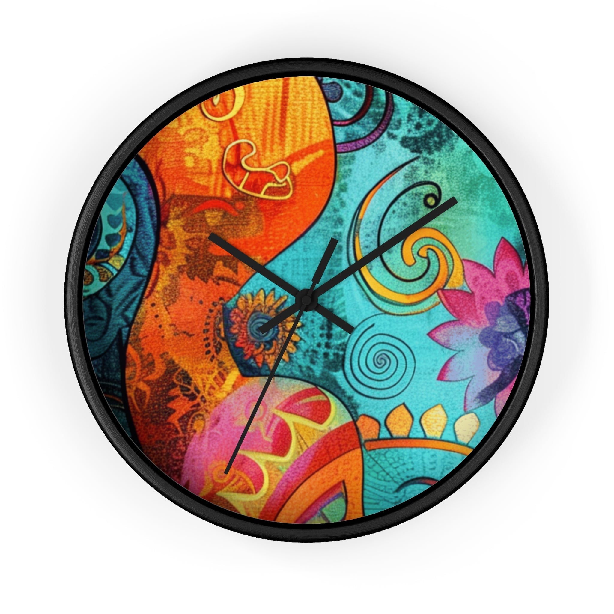 Printify Vibrant Abstract Floral Wall Clock 2025