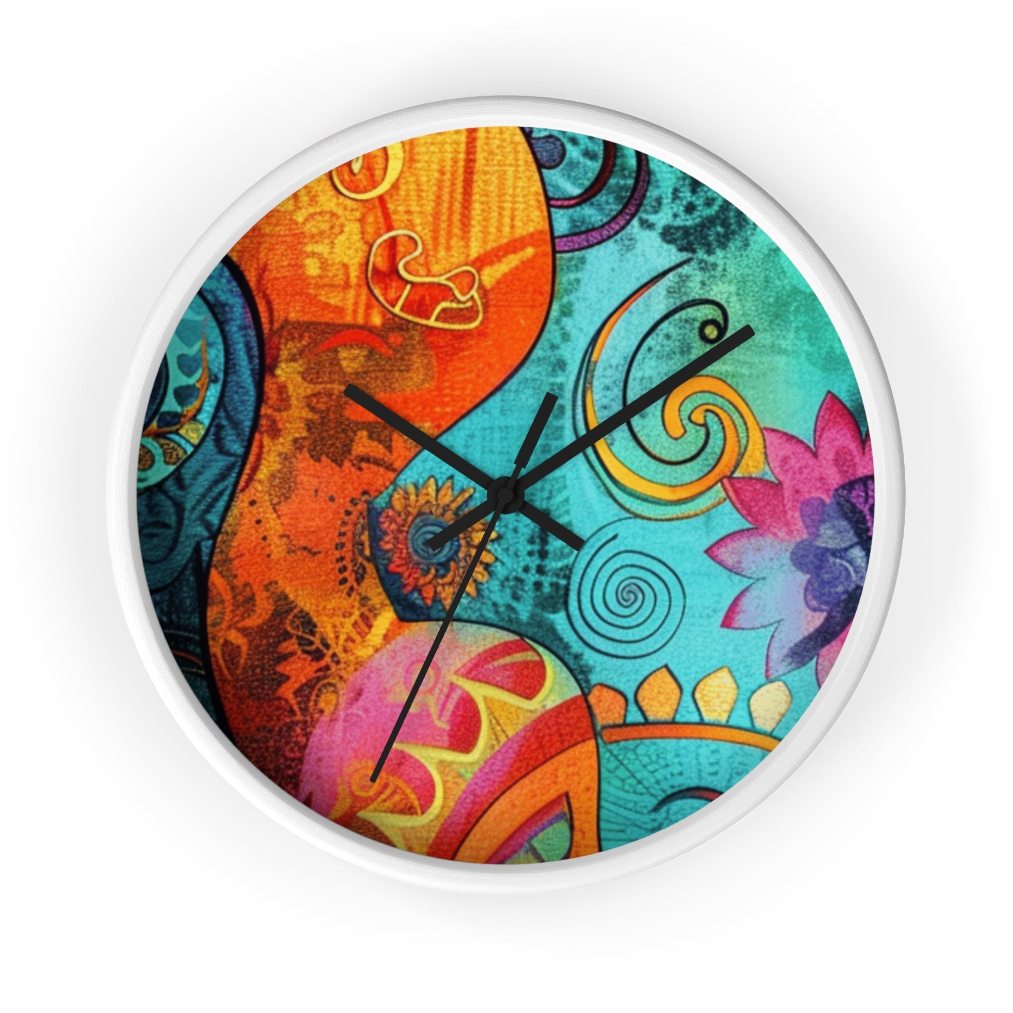 Printify Vibrant Abstract Floral Wall Clock 2025
