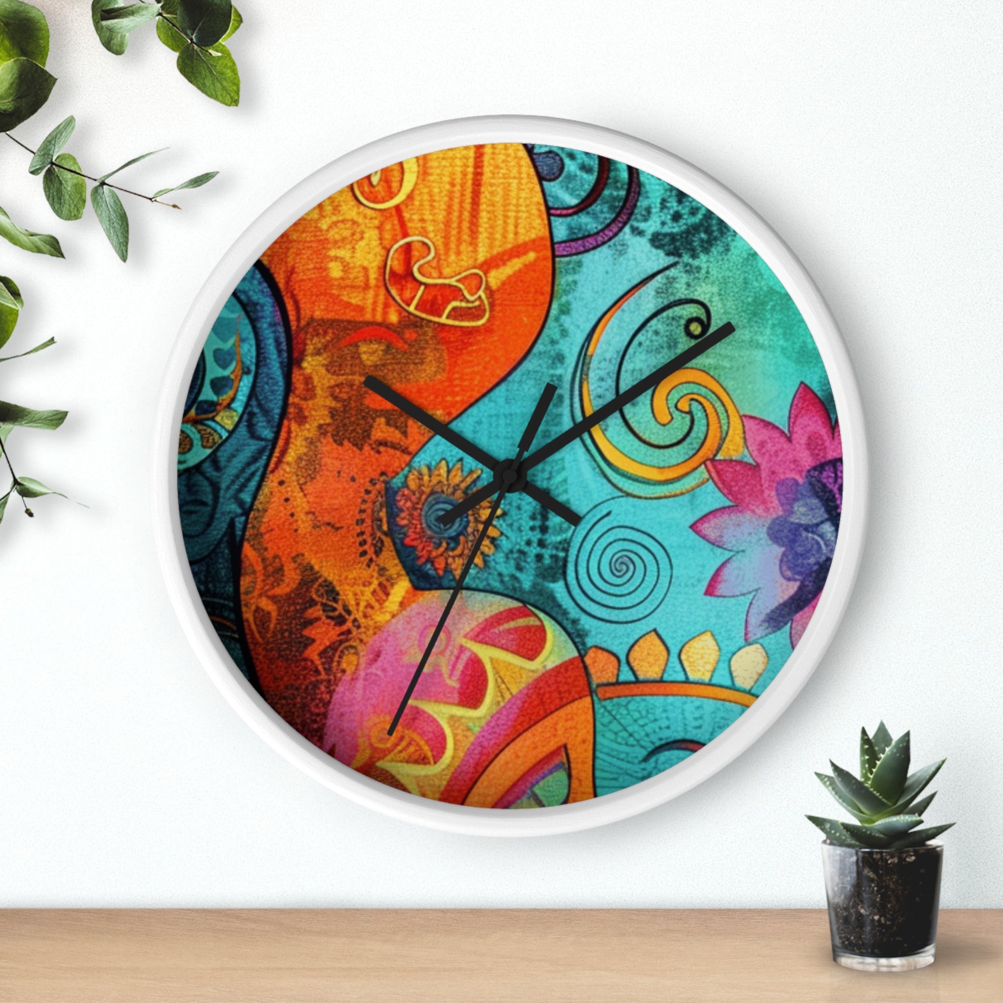 Vibrant Abstract Floral Wall Clock, Artsulli - Art is Long, Life is Short, Home Decor, , , , , , , 