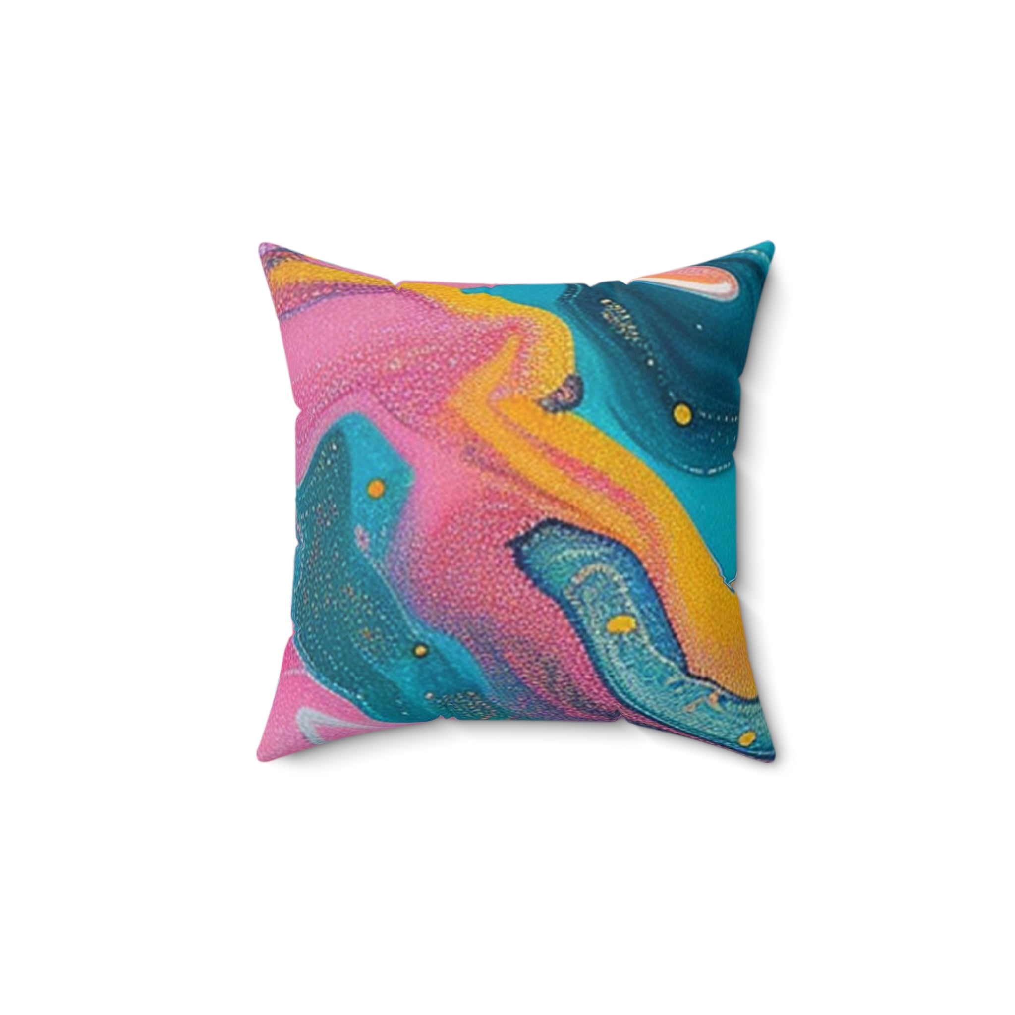 Vibrant Abstract Fluid Art Throw Pillow, Artsulli - Art is Long, Life is Short, Home Decor, Size, 14" × 14", , , , , 10484965197686176944