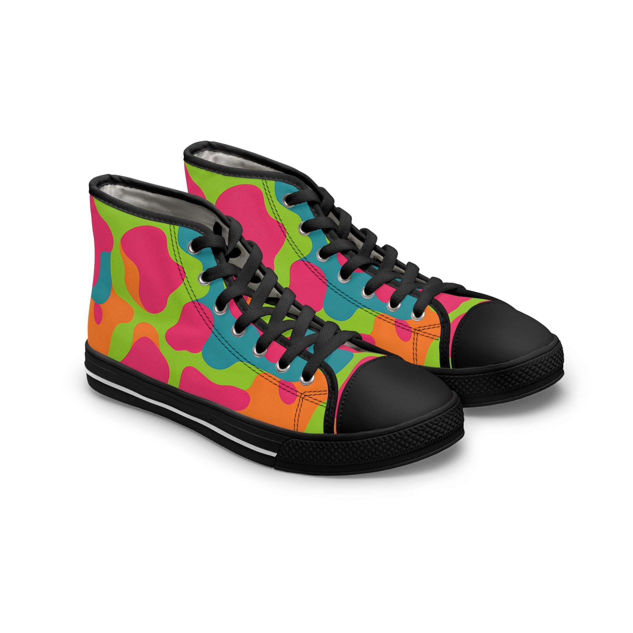 Vibrant Abstract High Top Sneakers, Artsulli - Art is Long, Life is Short, Shoes, Size, US 5.5, Color, Black sole, , , 14475379431722755631