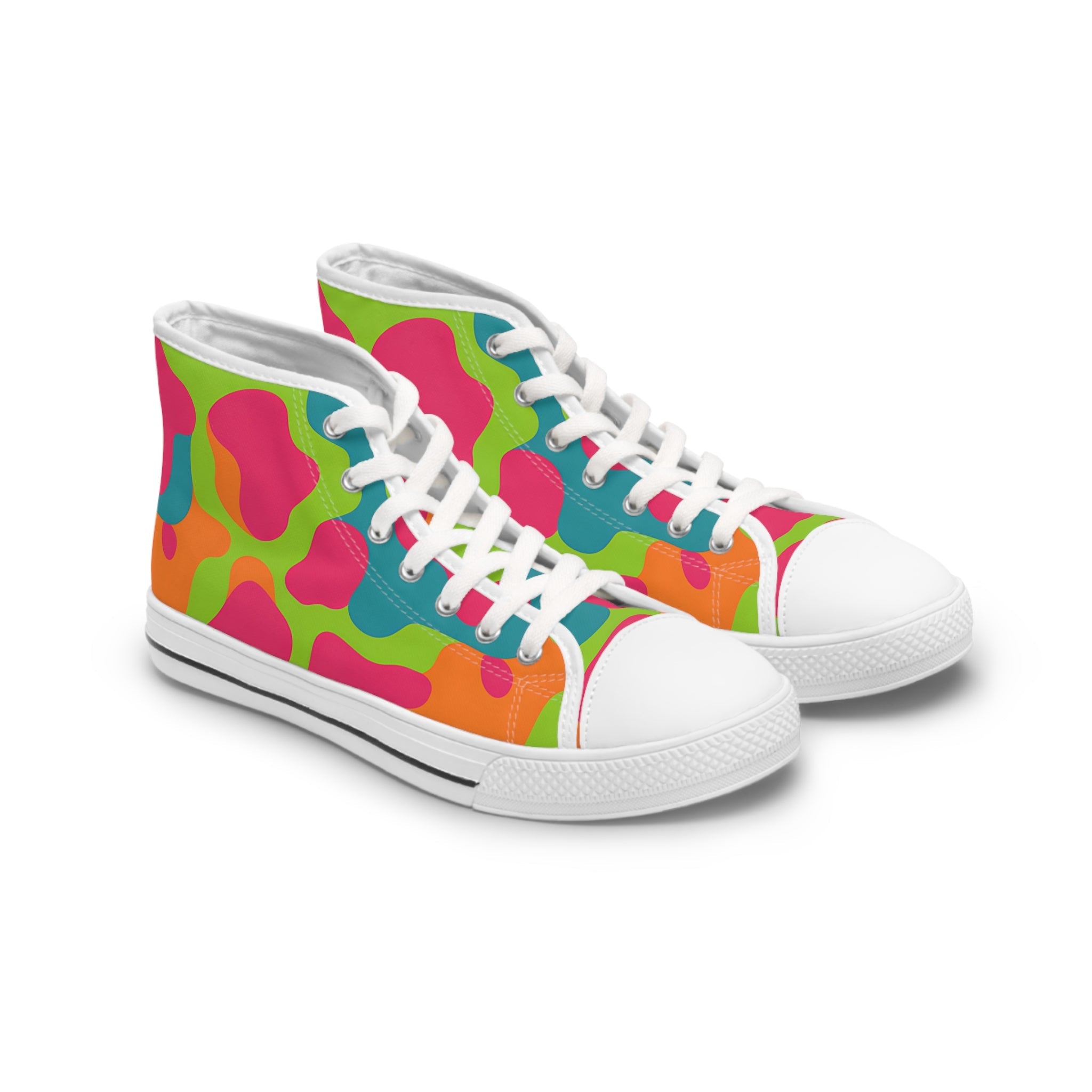 Vibrant Abstract High Top Sneakers, Artsulli - Art is Long, Life is Short, Shoes, Size, US 5.5, Color, White sole, , , 31927327324390107098
