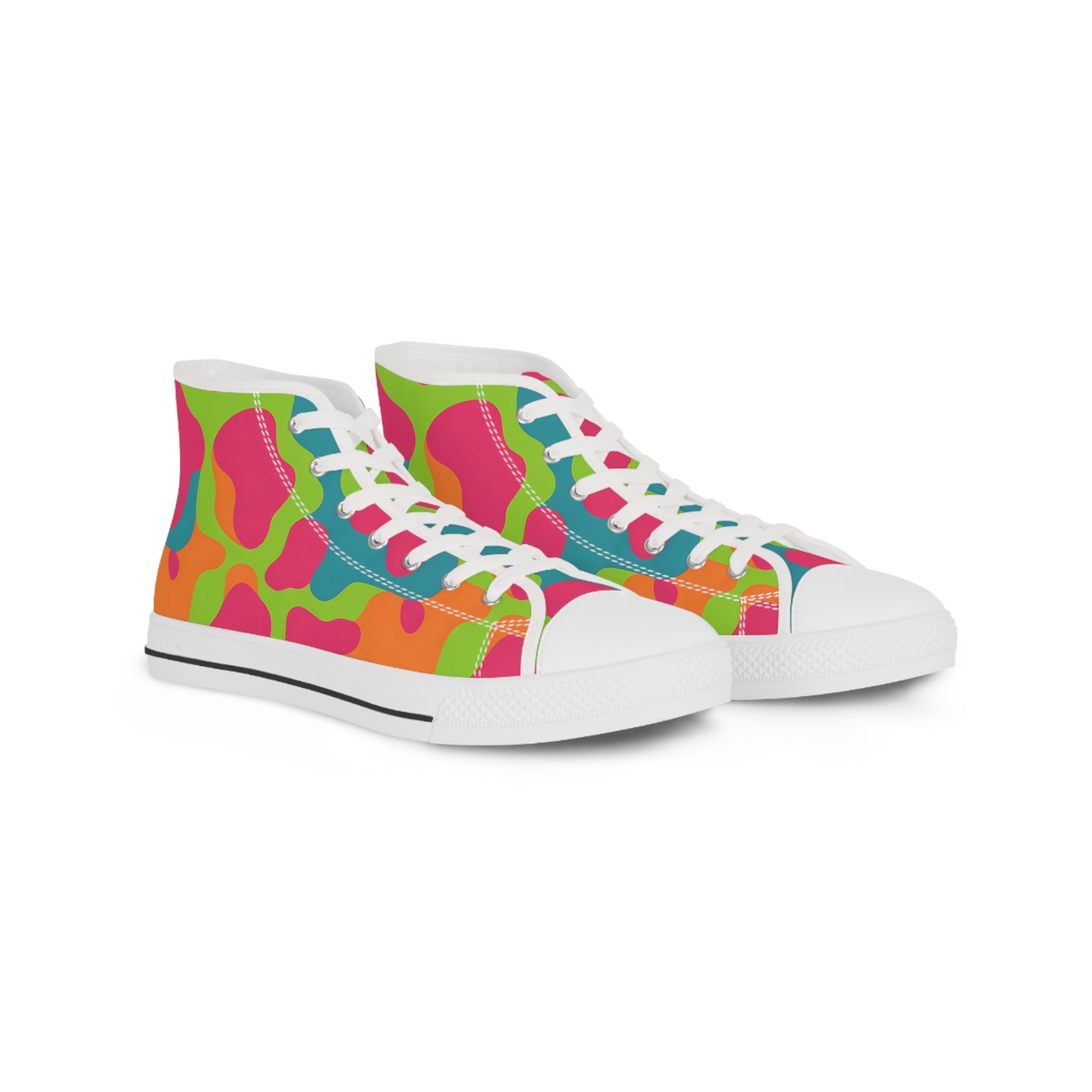 Vibrant Abstract High-Top Sneakers, Artsulli - Art is Long, Life is Short, Shoes, Size, US 5, Color, White sole, , , 45299210835856233105