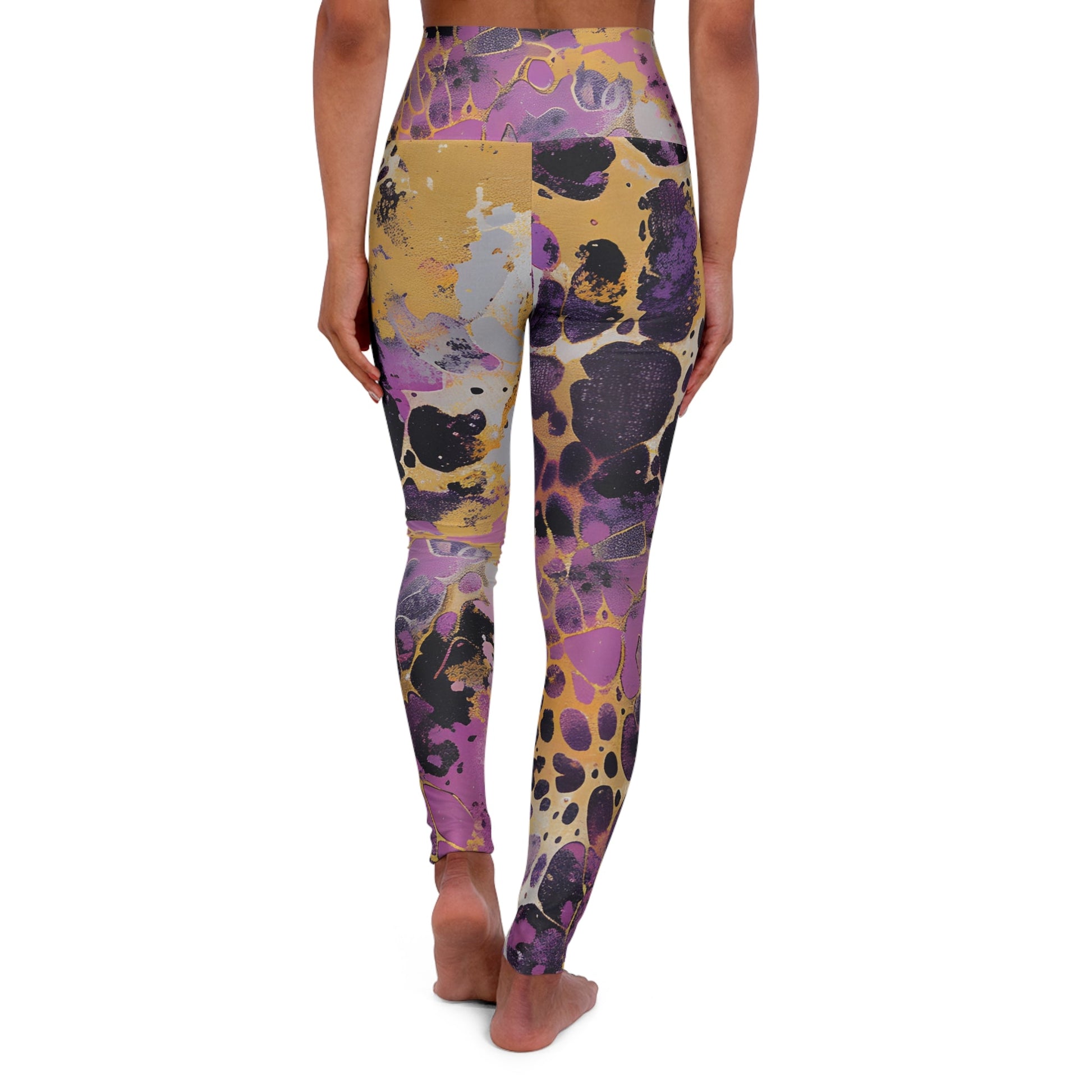 Vibrant Abstract High Waisted Yoga Leggings, Artsulli - Art is Long, Life is Short, All Over Prints, , , , , , , 