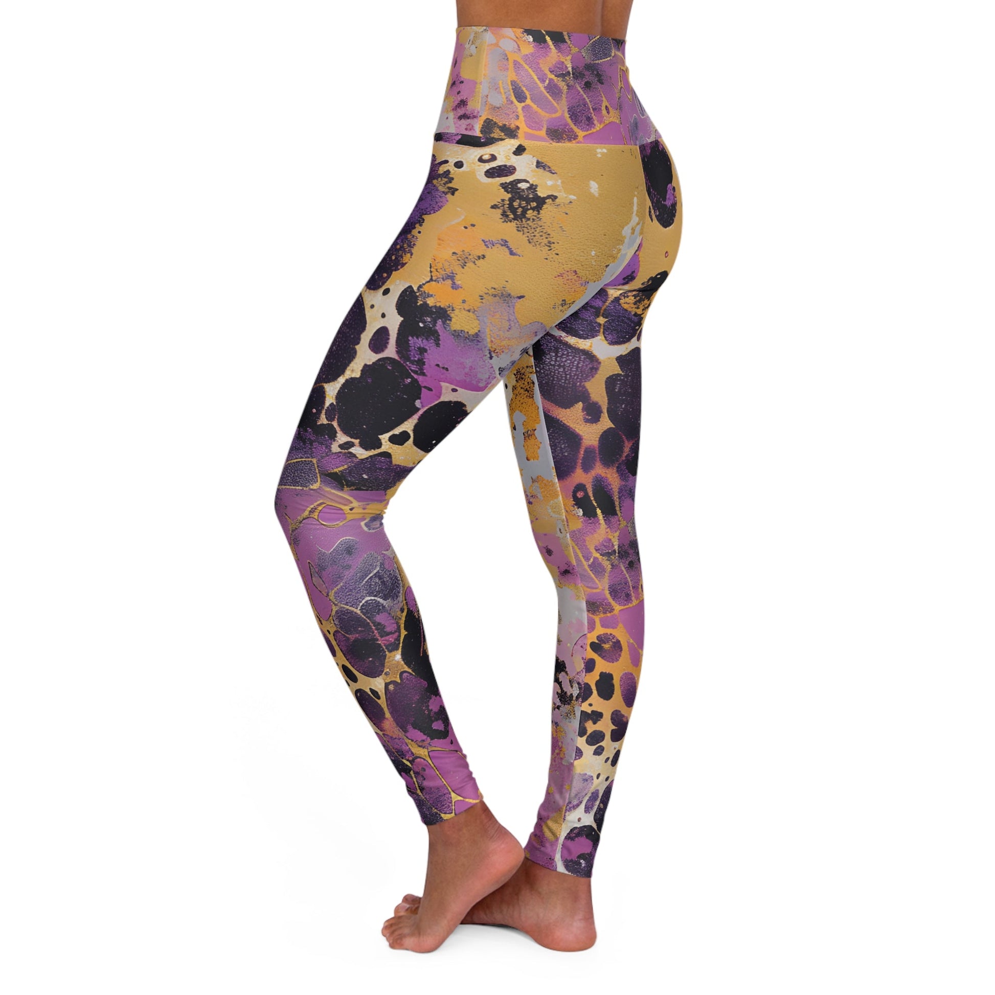 Vibrant Abstract High Waisted Yoga Leggings, Artsulli - Art is Long, Life is Short, All Over Prints, , , , , , , 