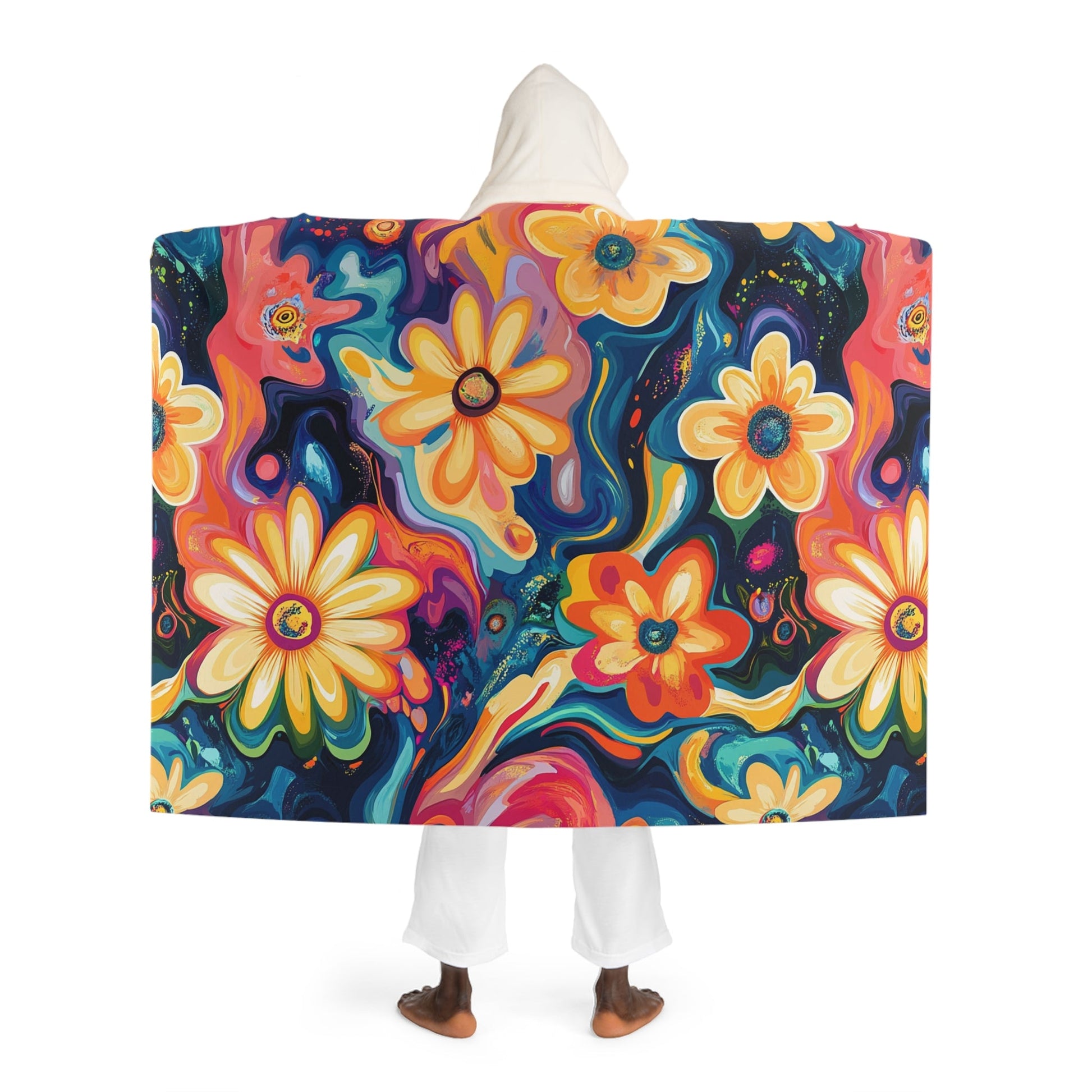 Vibrant Abstract Hooded Fleece Blanket, Artsulli - Art is Long, Life is Short, All Over Prints, , , , , , , 