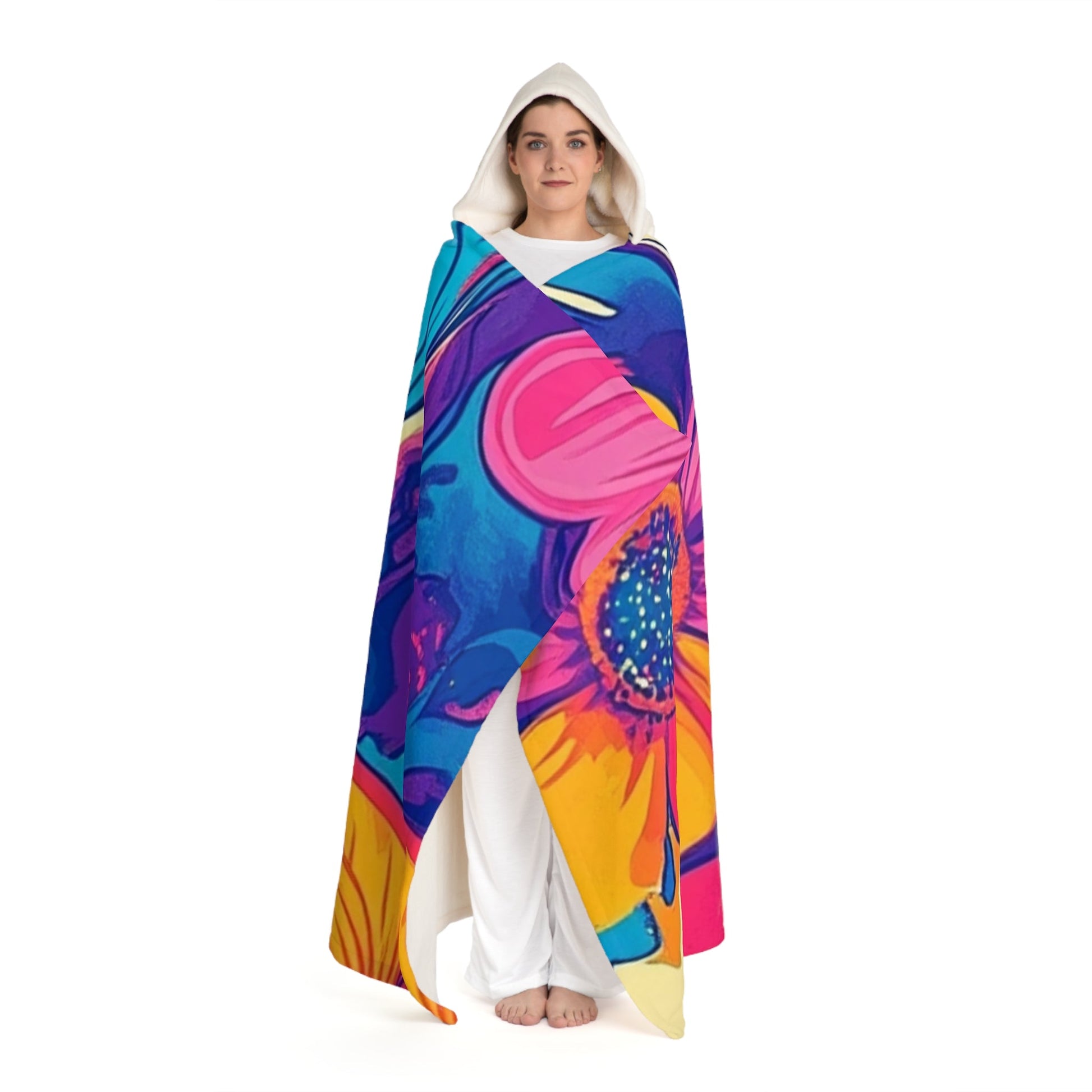 Vibrant Abstract Hooded Fleece Blanket, Artsulli - Art is Long, Life is Short, All Over Prints, , , , , , , 