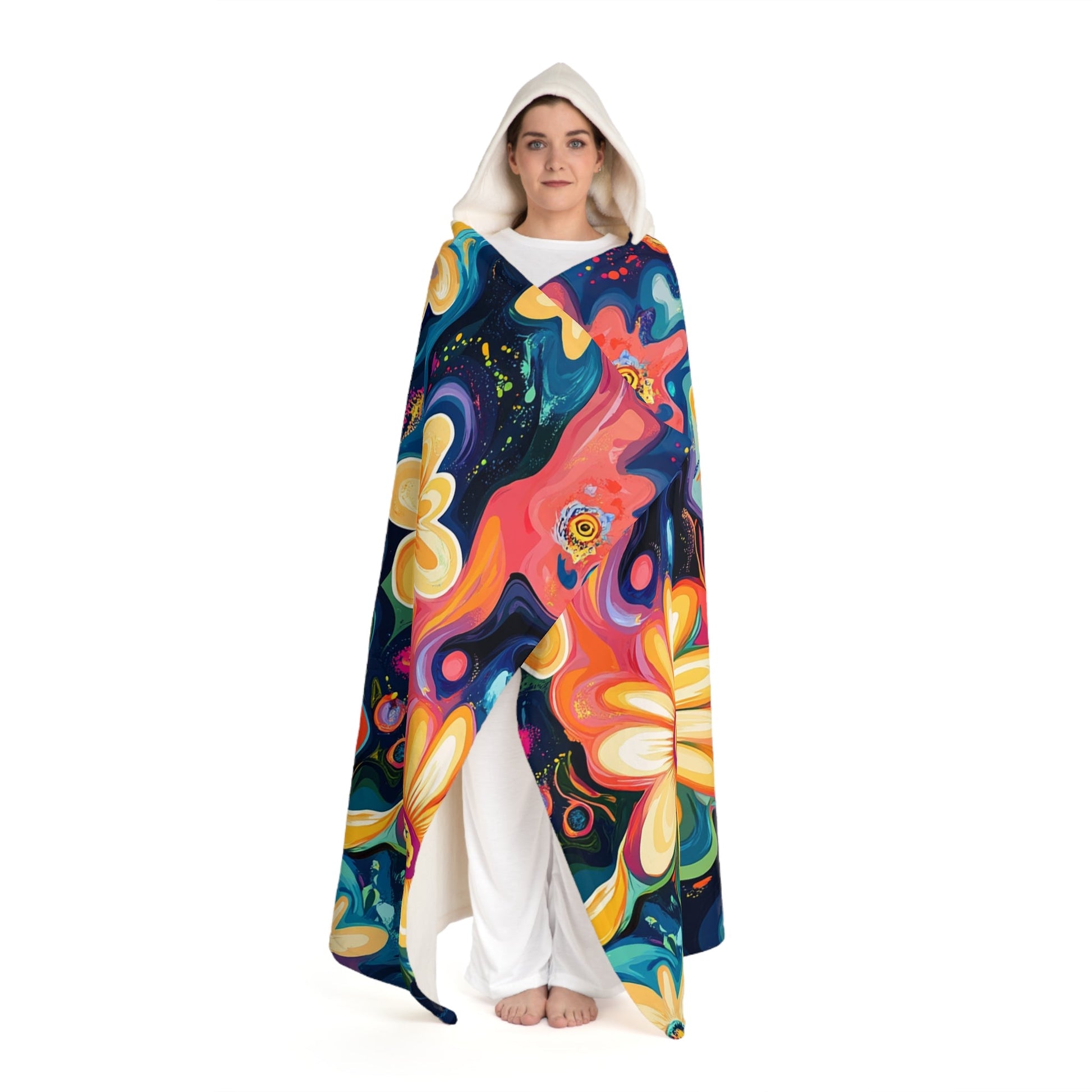 Vibrant Abstract Hooded Fleece Blanket, Artsulli - Art is Long, Life is Short, All Over Prints, , , , , , , 