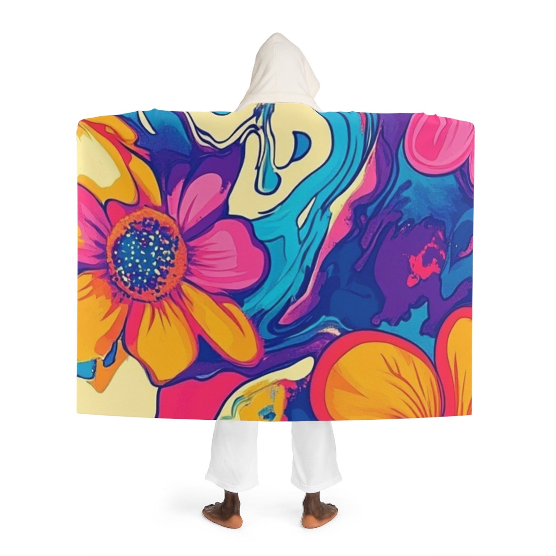 Vibrant Abstract Hooded Fleece Blanket, Artsulli - Art is Long, Life is Short, All Over Prints, , , , , , , 