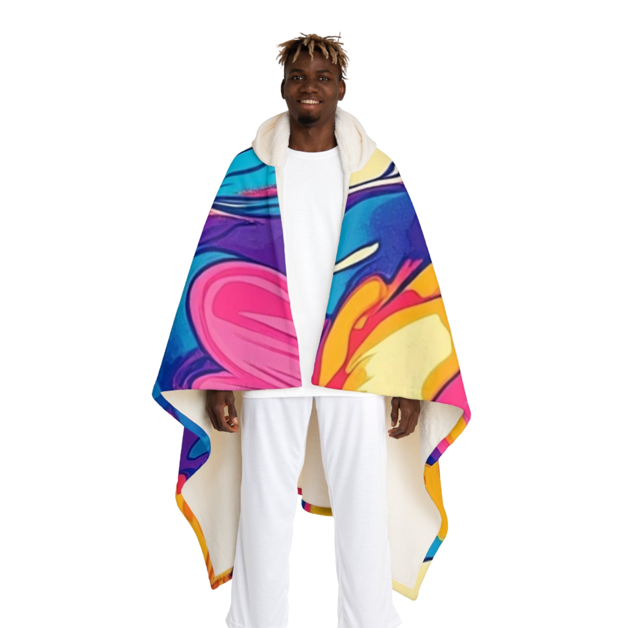 Printify Vibrant Abstract Hooded Fleece Blanket 2025