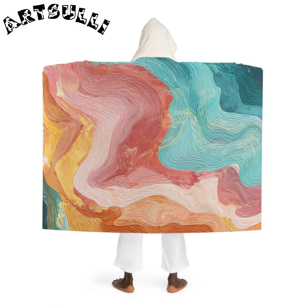 Vibrant Abstract Hooded Sherpa Blanket, Artsulli - Art is Long, Life is Short, All Over Prints, , , , , , , 