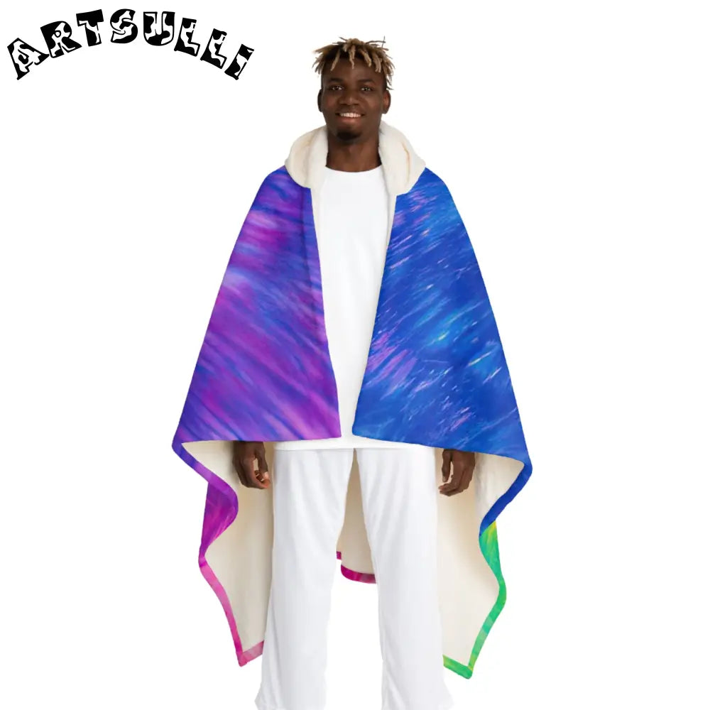 Vibrant Abstract Hooded Sherpa Fleece Blanket, Artsulli - Art is Long, Life is Short, All Over Prints, Size, One size, Color, Cream, , , 20280738031747190403