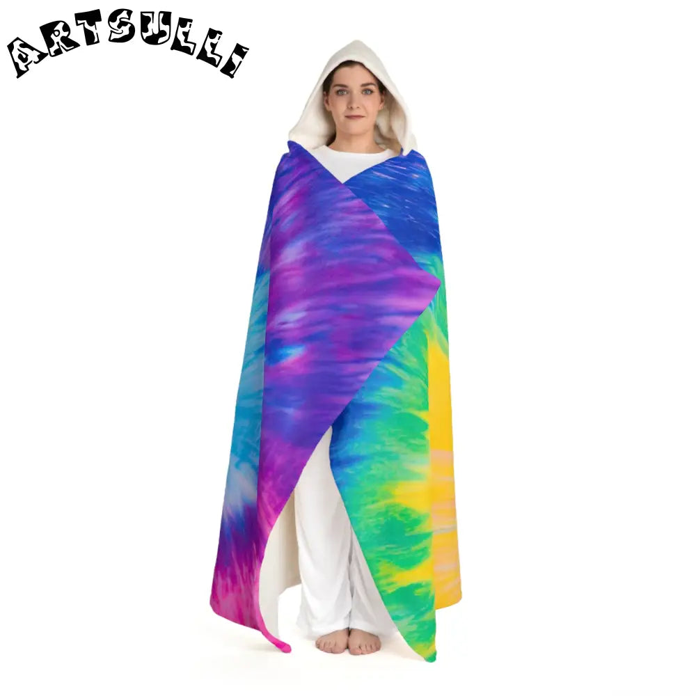 Vibrant Abstract Hooded Sherpa Fleece Blanket, Artsulli - Art is Long, Life is Short, All Over Prints, , , , , , , 