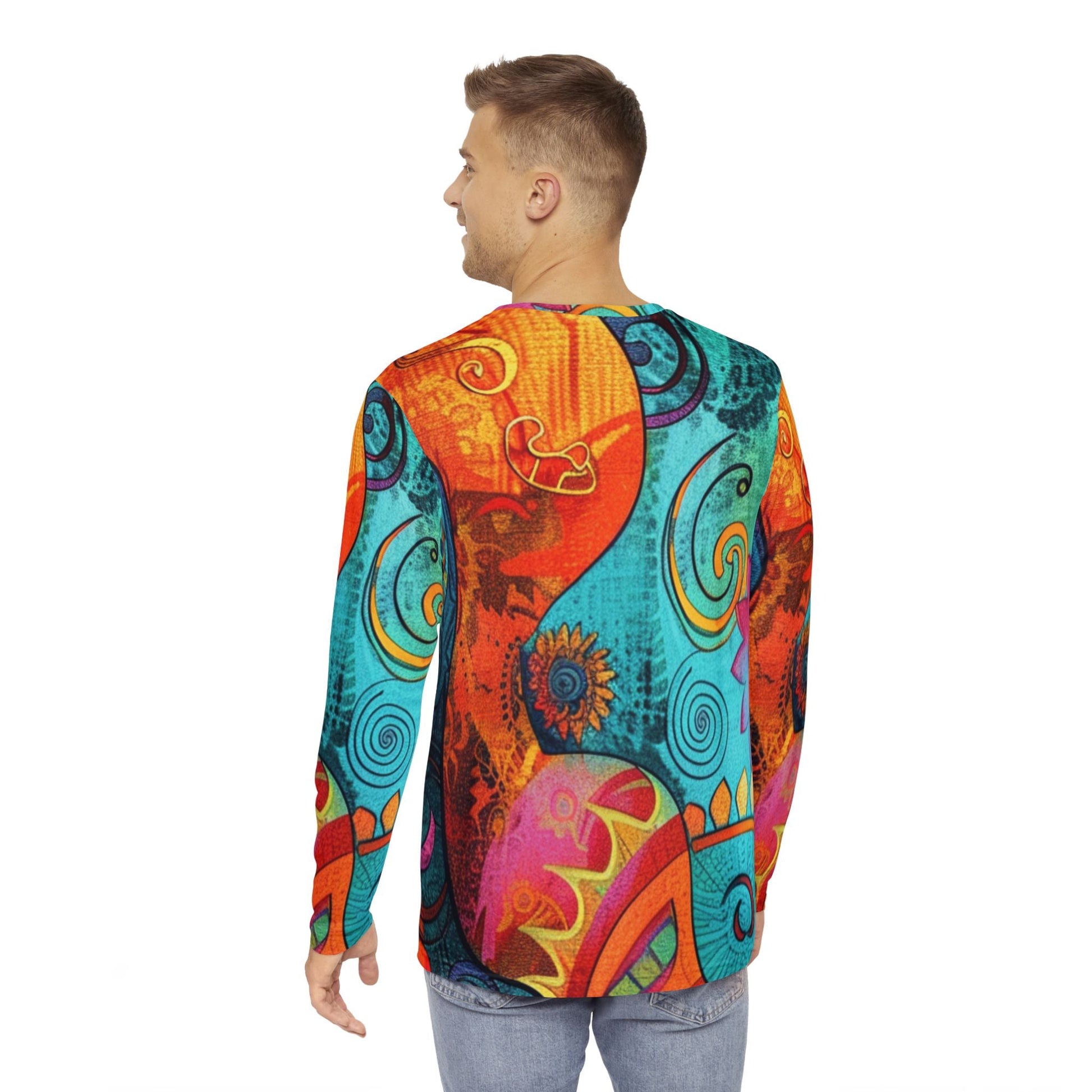 Vibrant Abstract Long Sleeve Shirt, Artsulli - Art is Long, Life is Short, All Over Prints, , , , , , , 