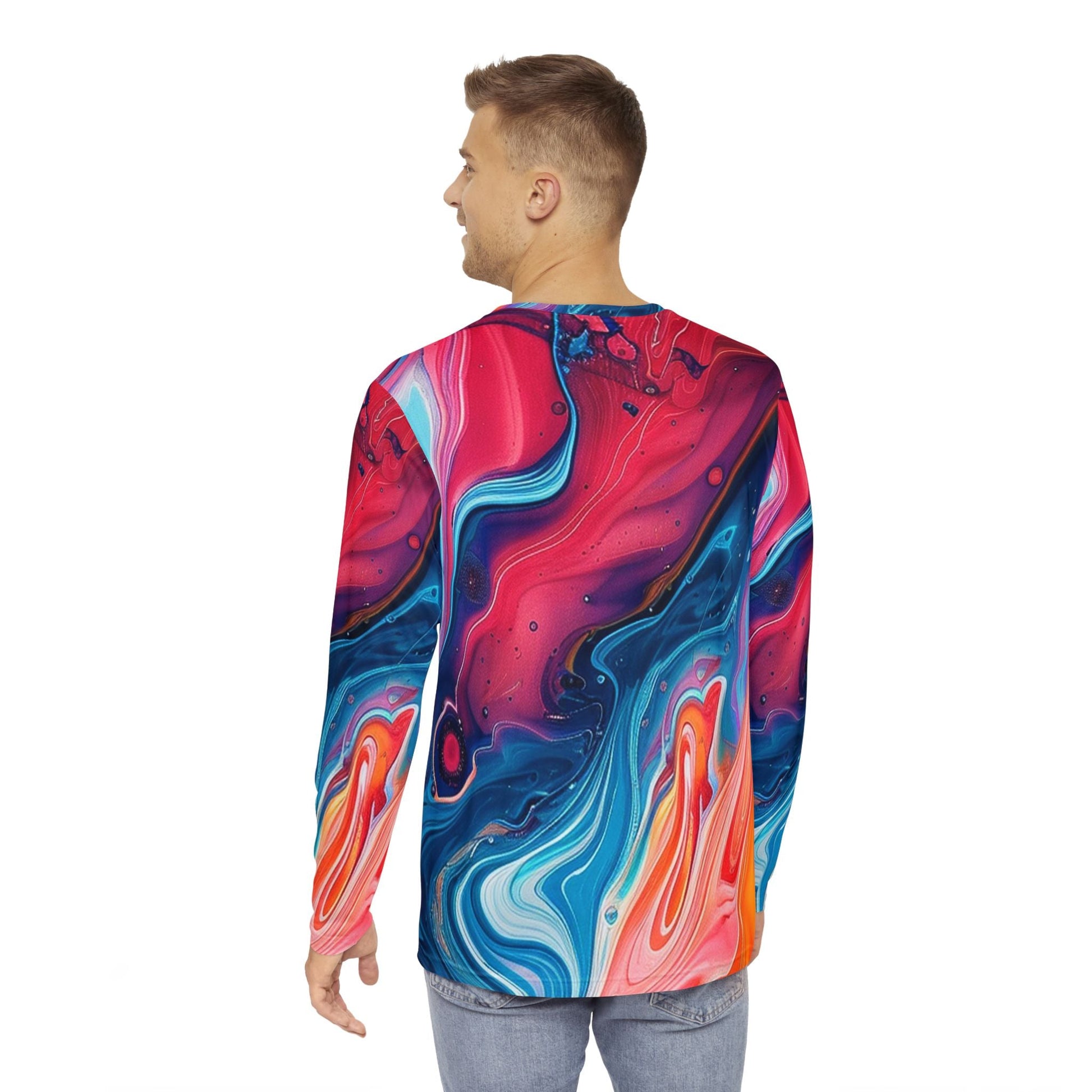 Vibrant Abstract Long Sleeve Tee, Artsulli - Art is Long, Life is Short, All Over Prints, , , , , , , 