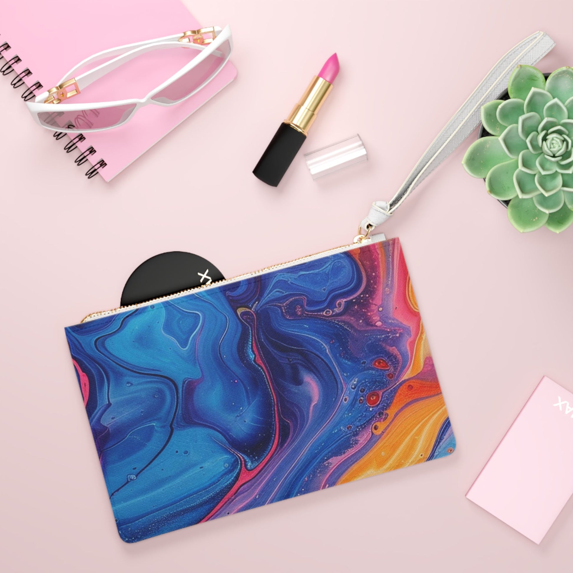 Printify Vibrant Abstract Marble Clutch Bag 2025