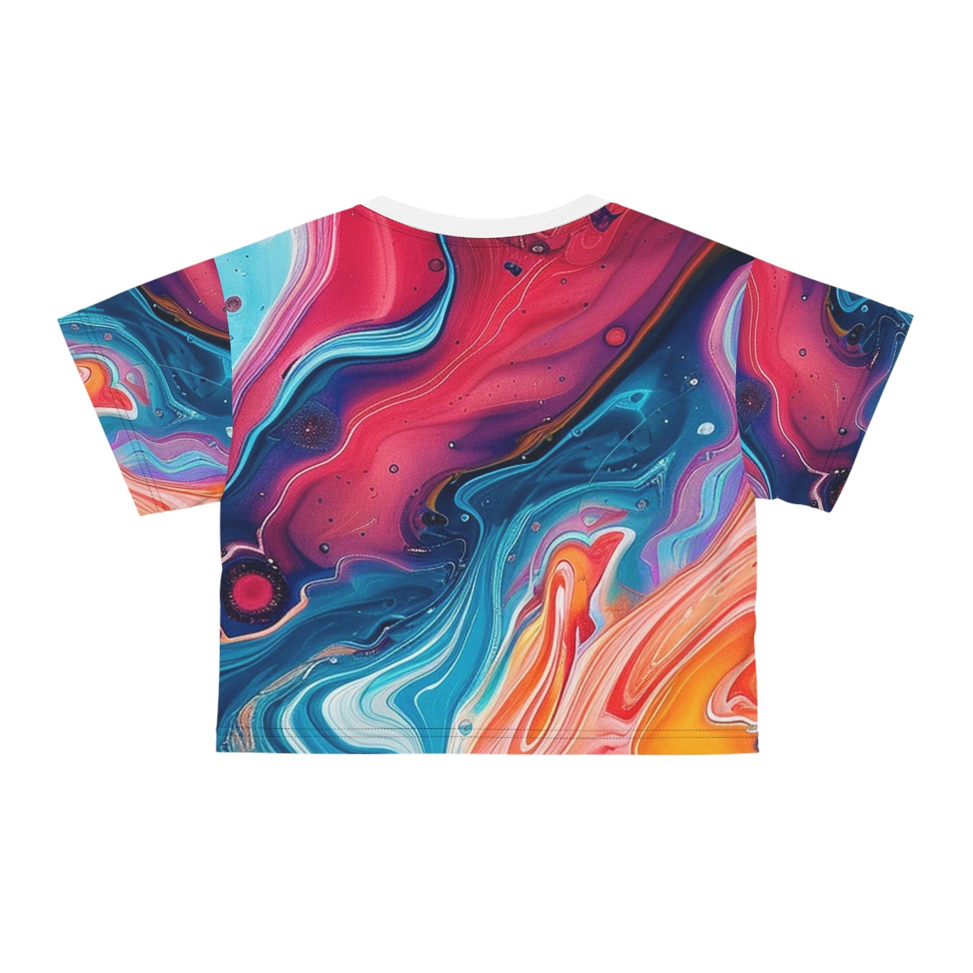 Printify Vibrant Abstract Marble Crop Tee 2025