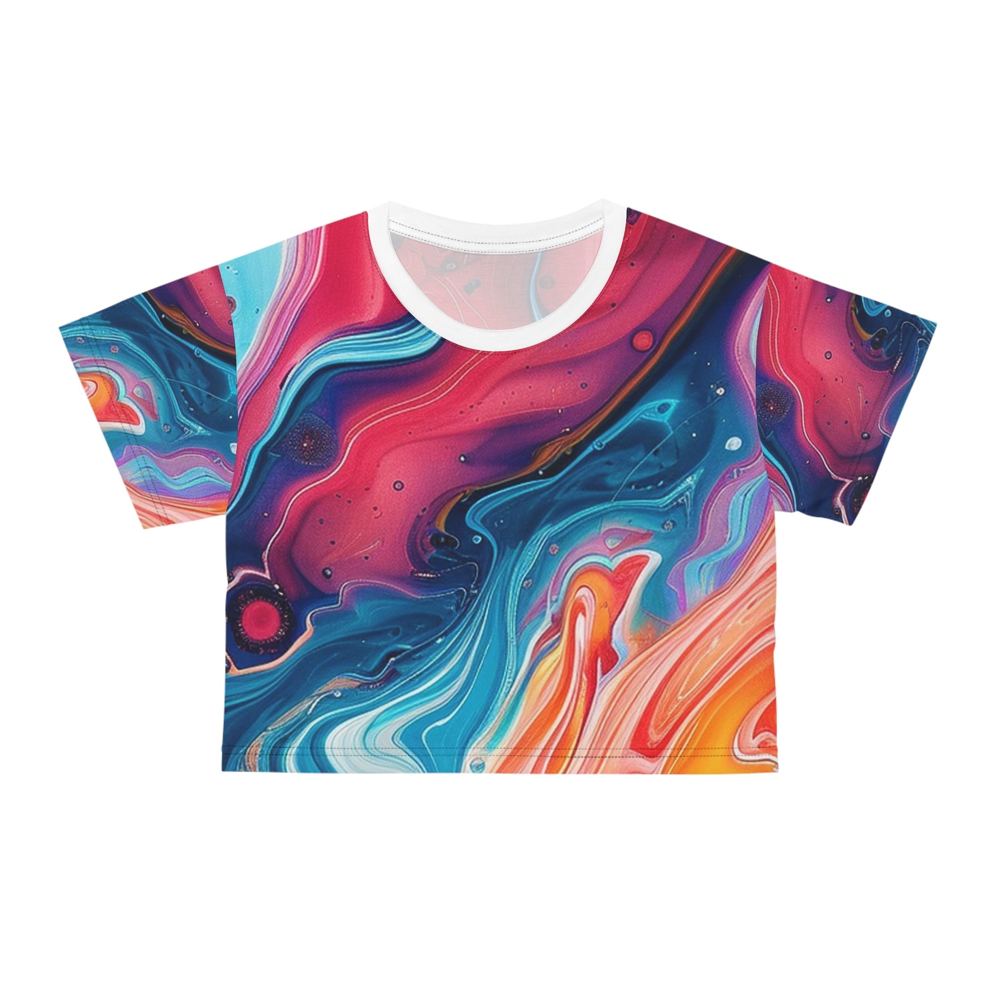 Printify Vibrant Abstract Marble Crop Tee 2025
