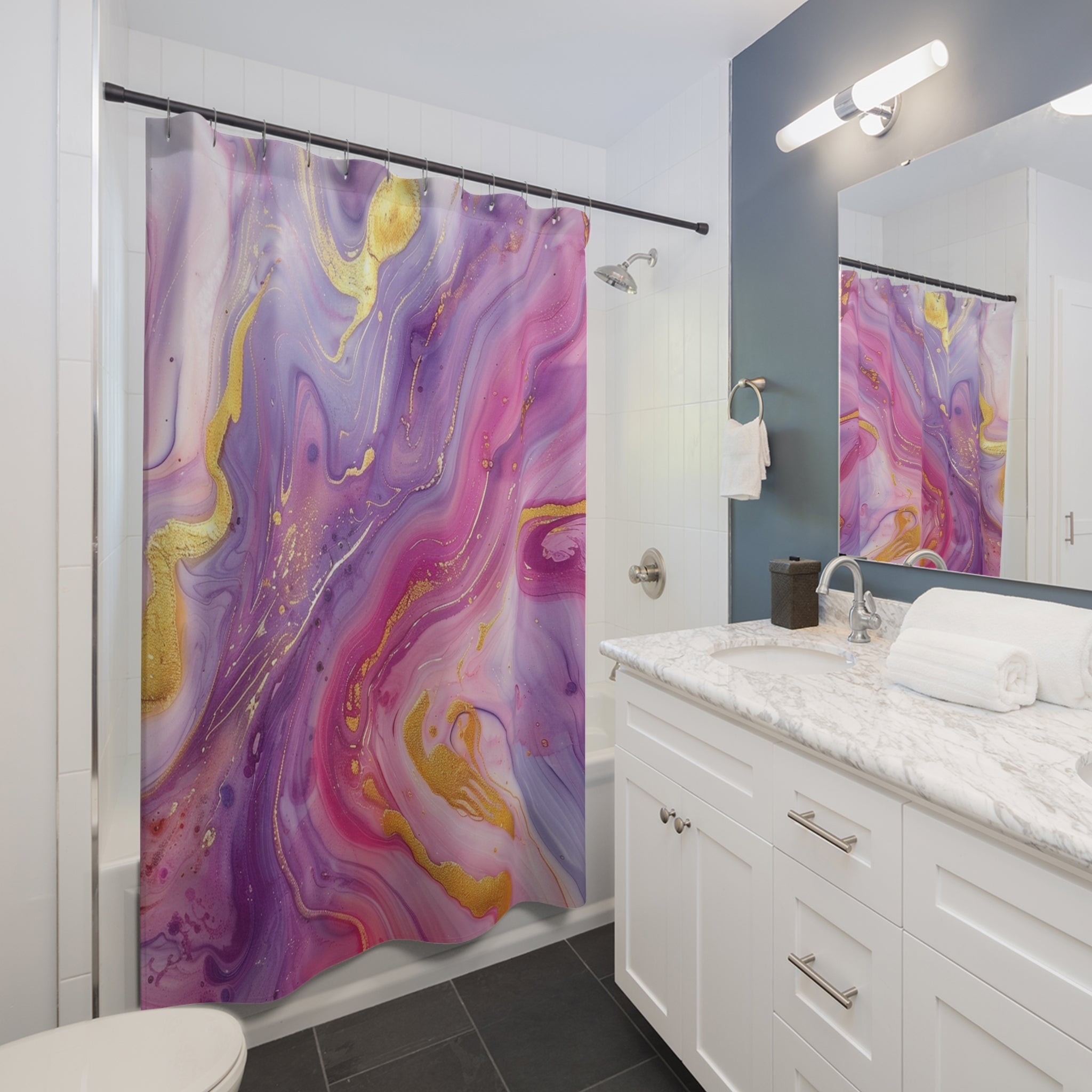 Vibrant Abstract Marble Shower Curtain, Artsulli - Art is Long, Life is Short, Home Decor, , , , , , , 
