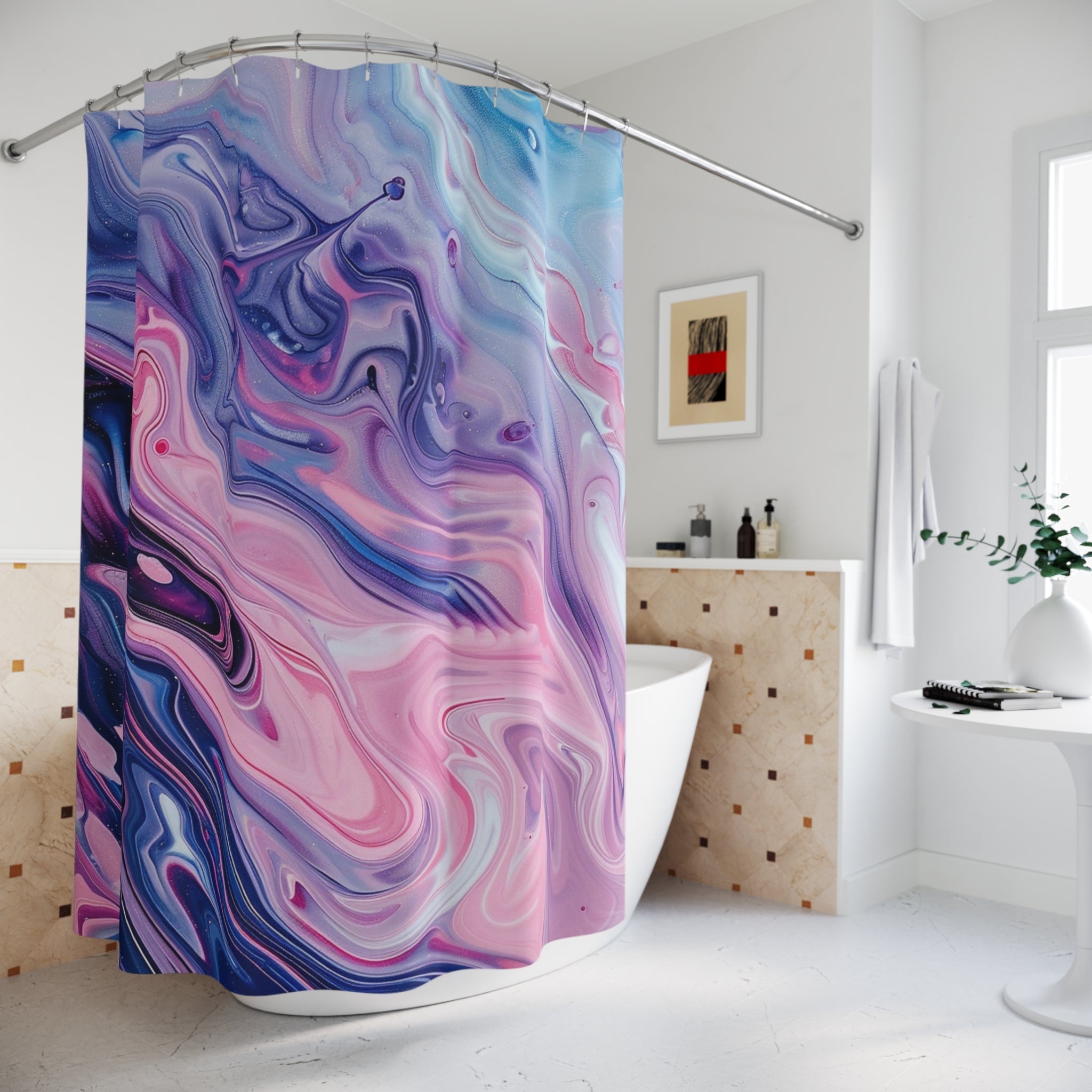 Vibrant Abstract Marble Shower Curtain, Artsulli - Art is Long, Life is Short, Home Decor, , , , , , , 
