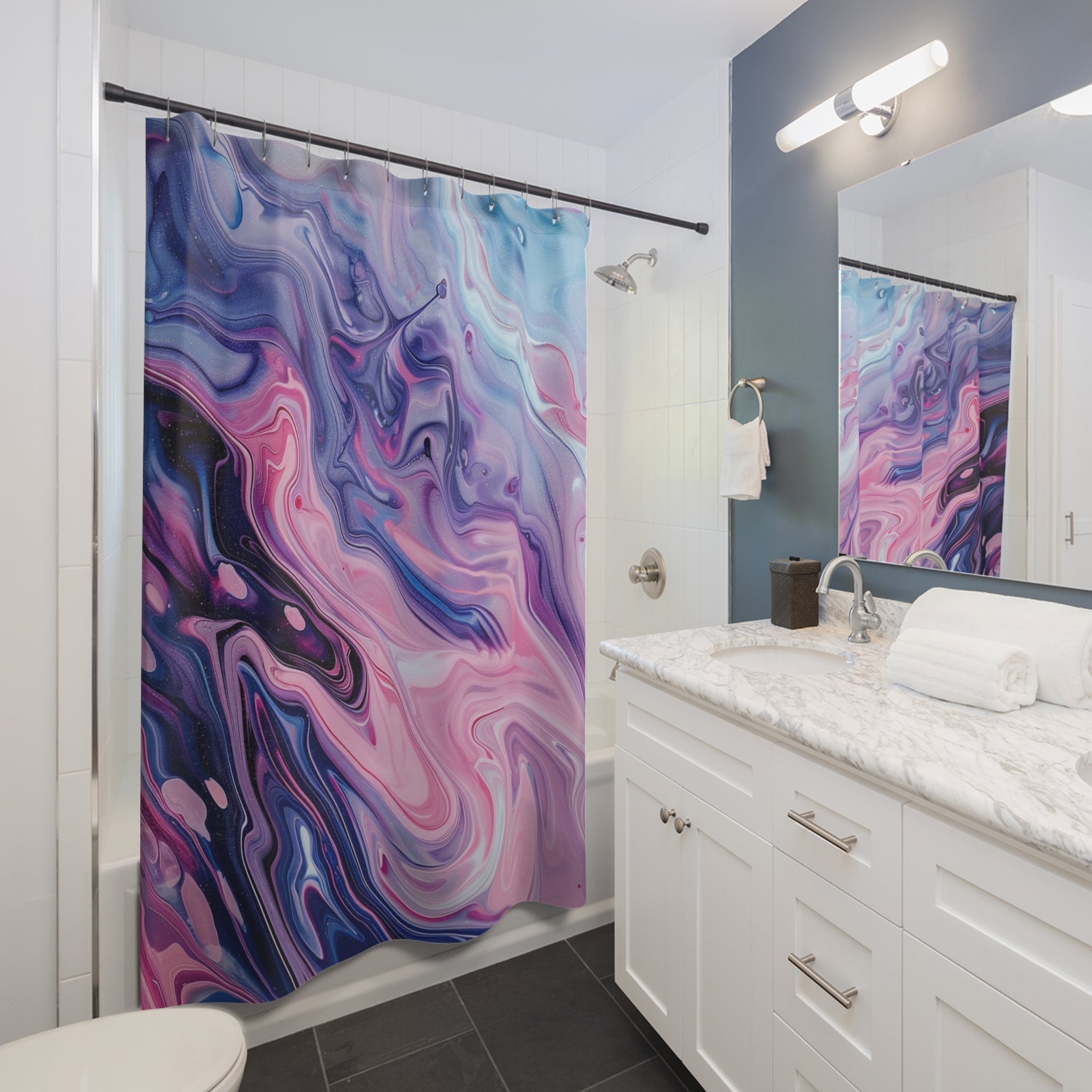 Vibrant Abstract Marble Shower Curtain, Artsulli - Art is Long, Life is Short, Home Decor, , , , , , , 