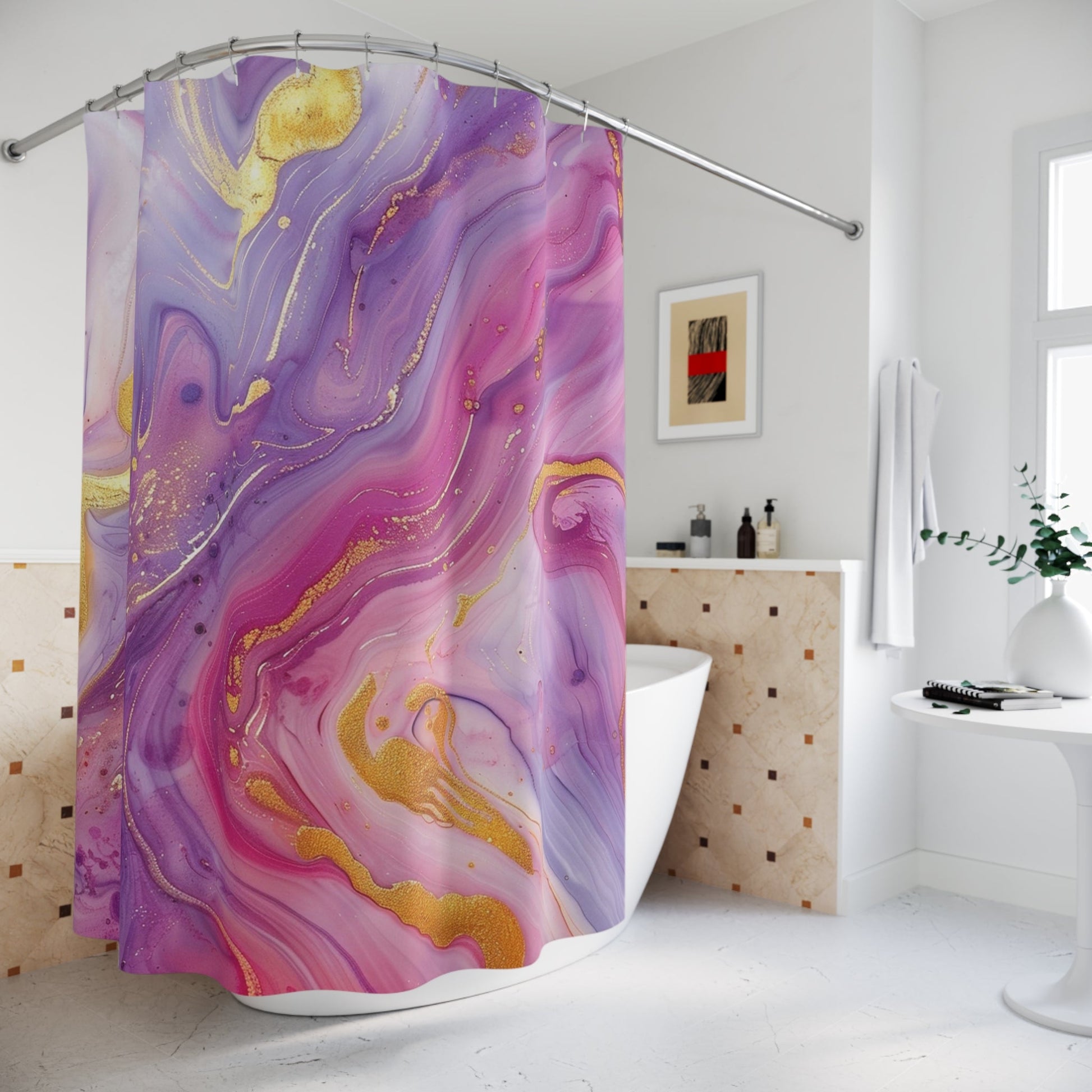 Vibrant Abstract Marble Shower Curtain, Artsulli - Art is Long, Life is Short, Home Decor, , , , , , , 