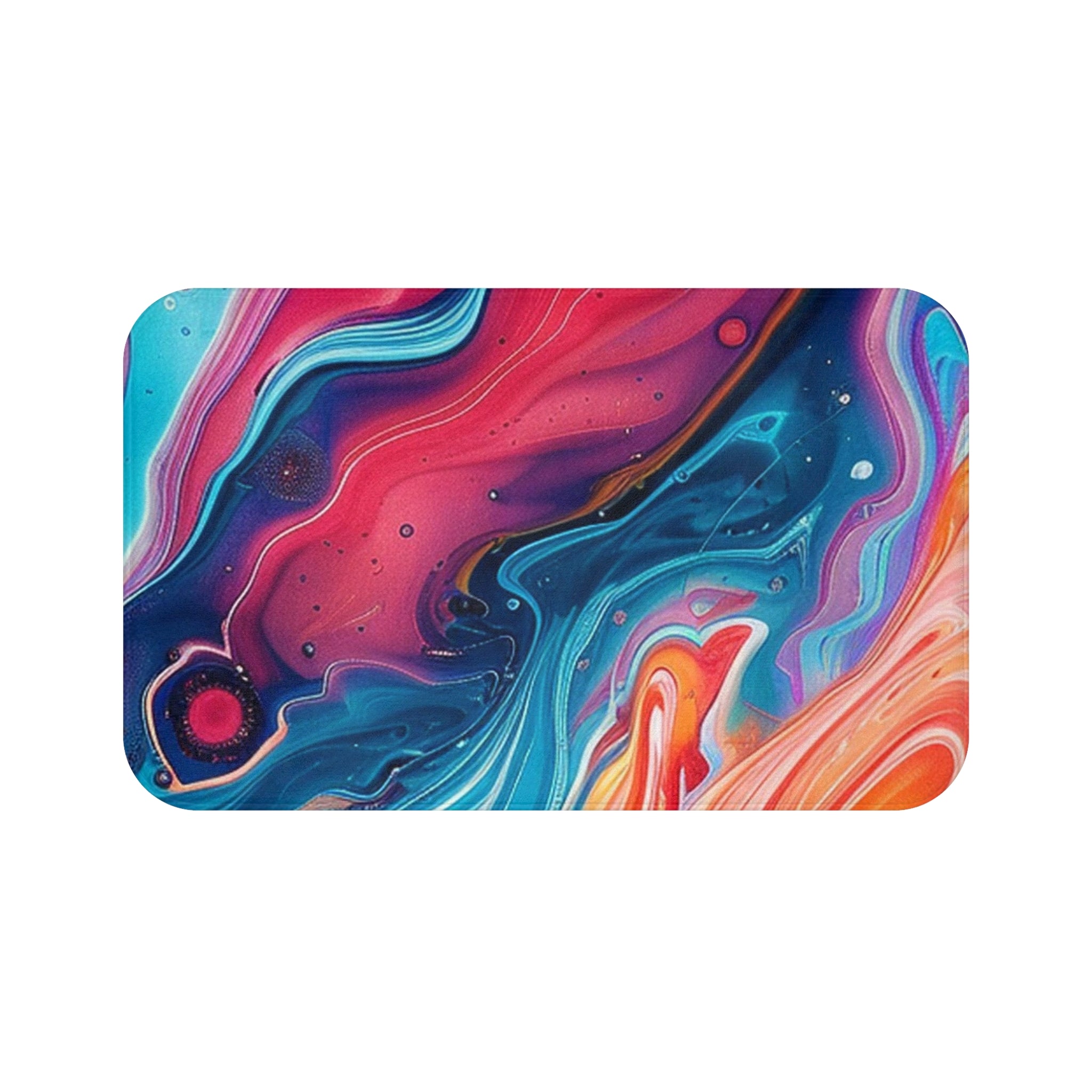 Printify Vibrant Abstract Marbled Bath Mat 2025