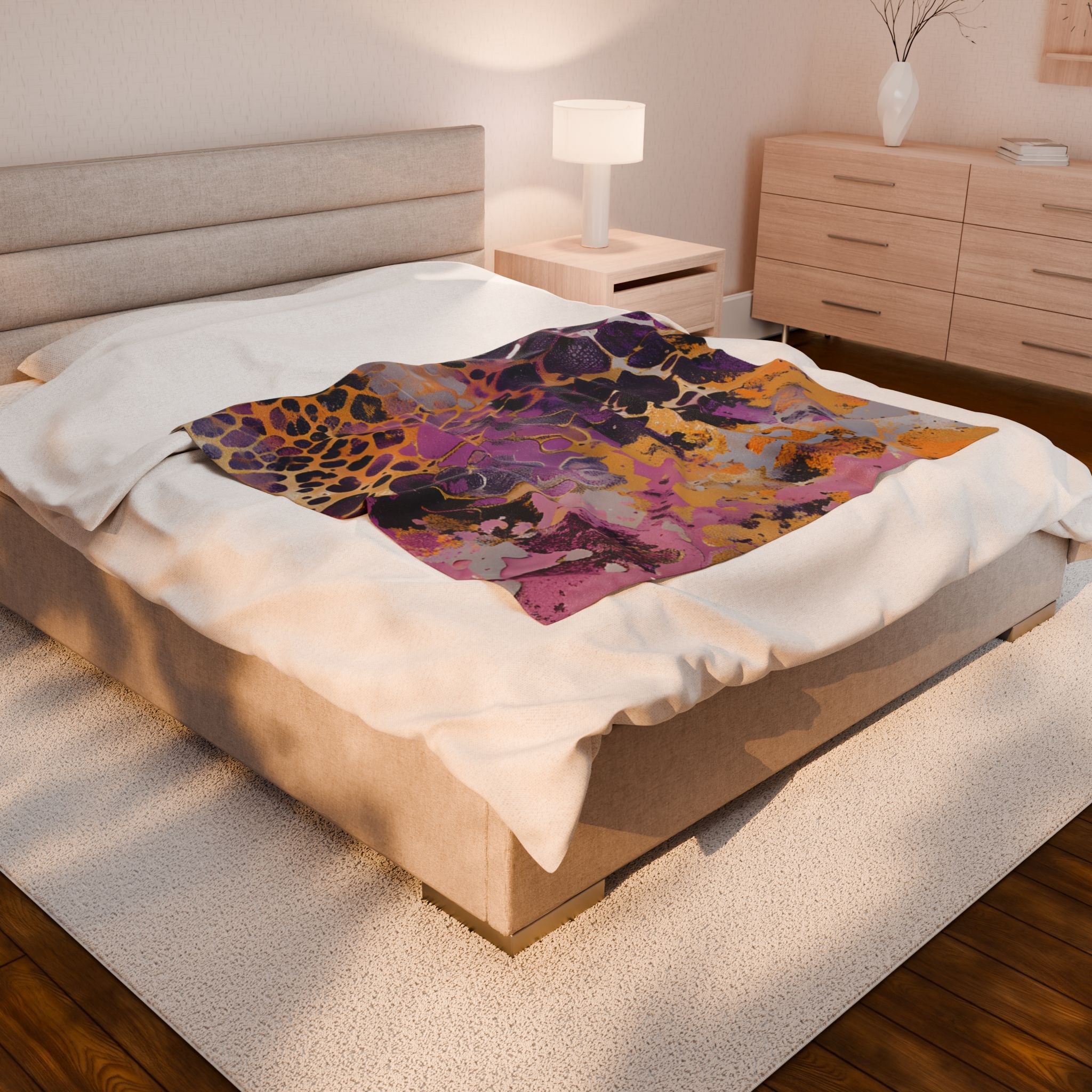 Vibrant Abstract Organic Velveteen Blanket, Artsulli - Art is Long, Life is Short, All Over Prints, , , , , , , 