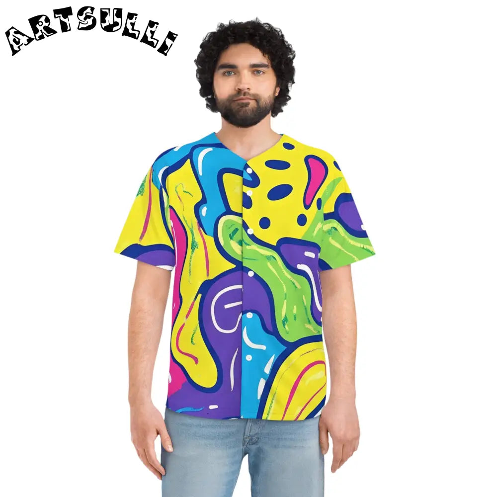 Vibrant Abstract Pattern Baseball Jersey, Artsulli - Art is Long, Life is Short, All Over Prints, , , , , , , 