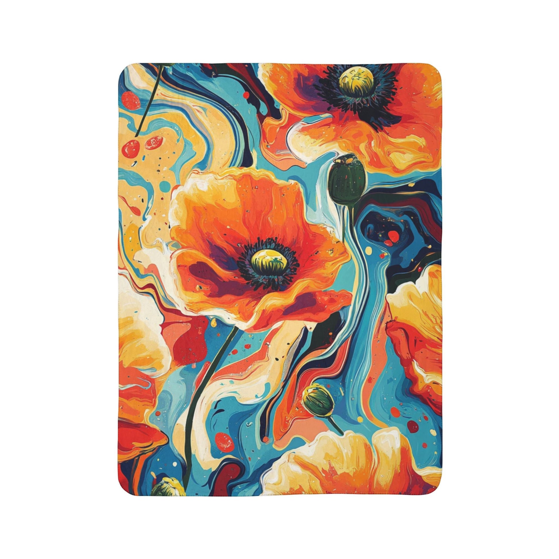 Printify Vibrant Abstract Poppy Fleece Blanket 2025