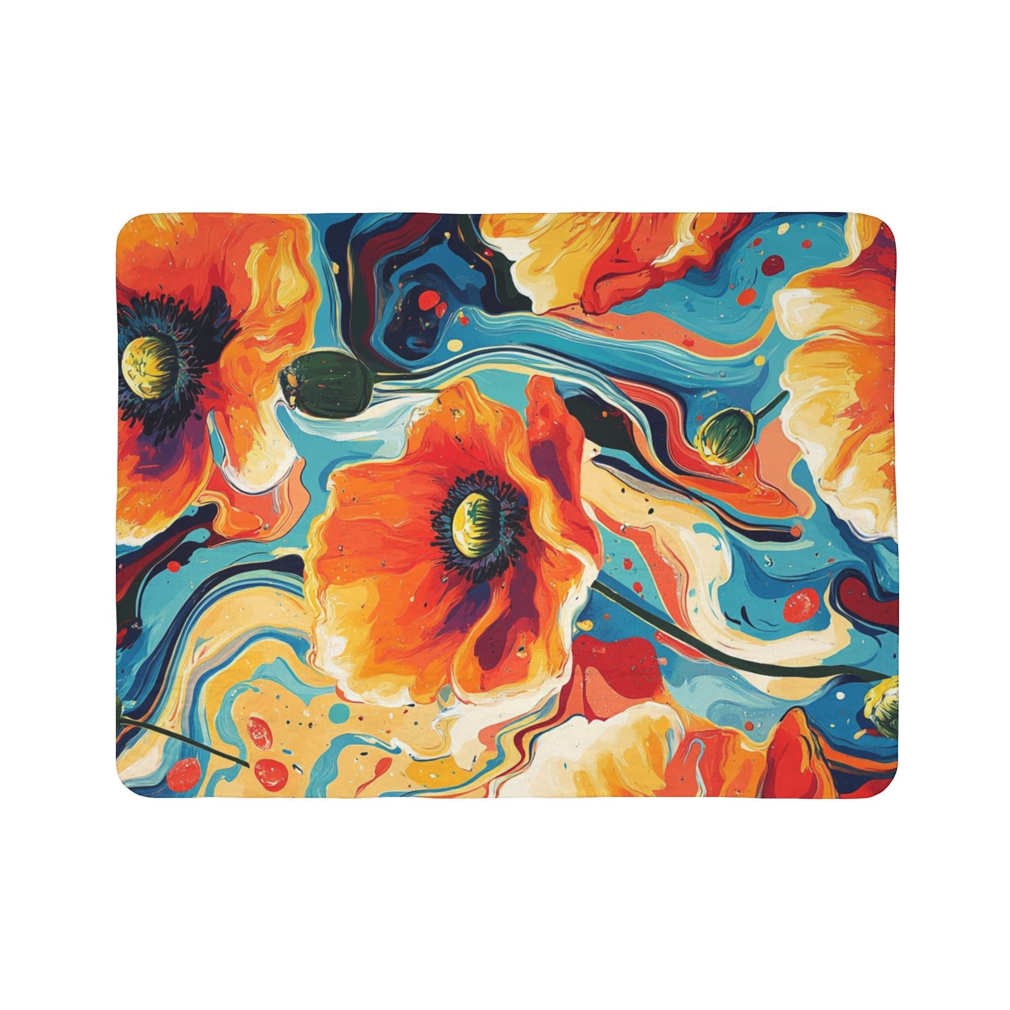 Printify Vibrant Abstract Poppy Fleece Blanket 2025