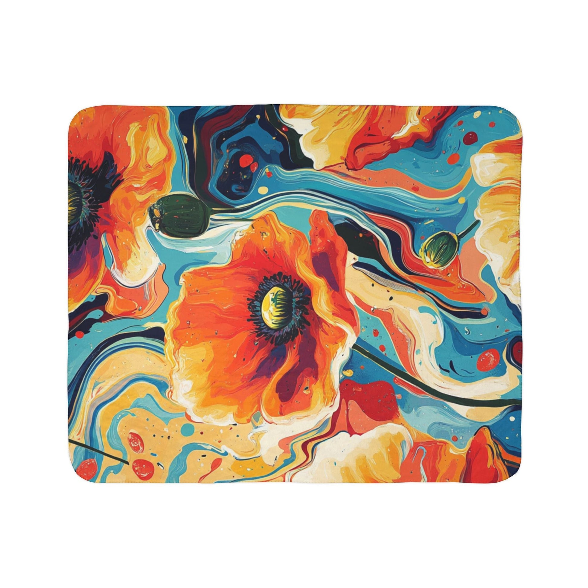 Printify Vibrant Abstract Poppy Fleece Blanket 2025