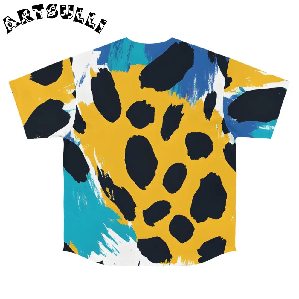 Vibrant Abstract Print Baseball Jersey, Artsulli - Art is Long, Life is Short, All Over Prints, , , , , , , 