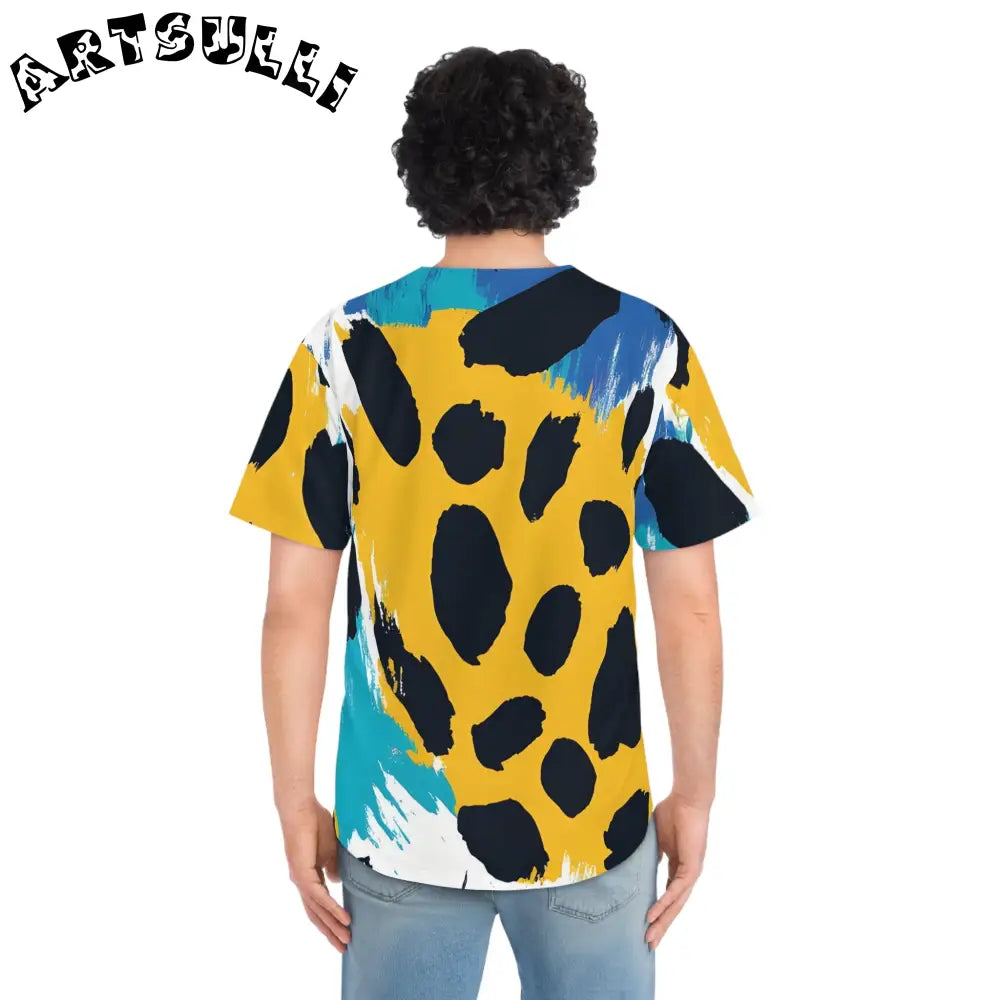 Vibrant Abstract Print Baseball Jersey, Artsulli - Art is Long, Life is Short, All Over Prints, , , , , , , 