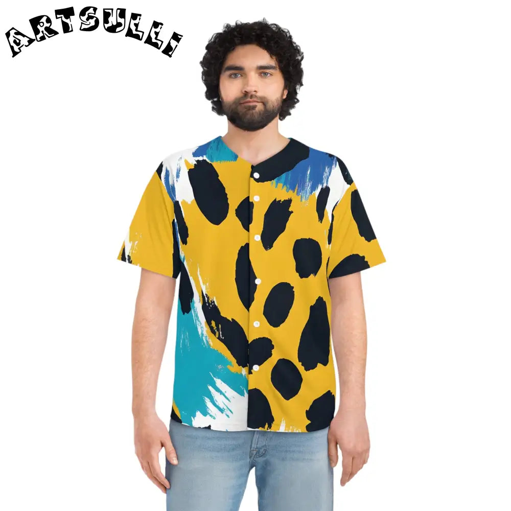 Vibrant Abstract Print Baseball Jersey, Artsulli - Art is Long, Life is Short, All Over Prints, , , , , , , 
