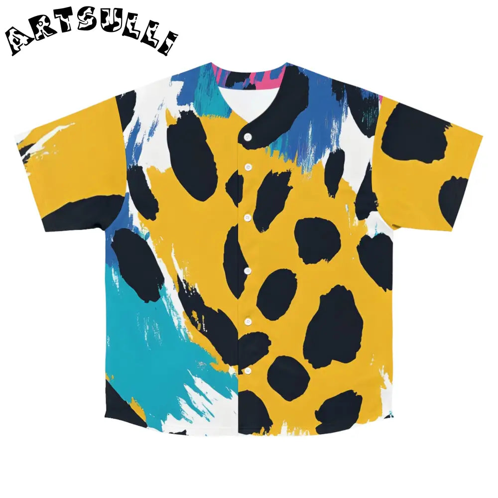 Vibrant Abstract Print Baseball Jersey, Artsulli - Art is Long, Life is Short, All Over Prints, Size, S, Color, Seam thread color automatically matched to design, , , 75878912224150535643