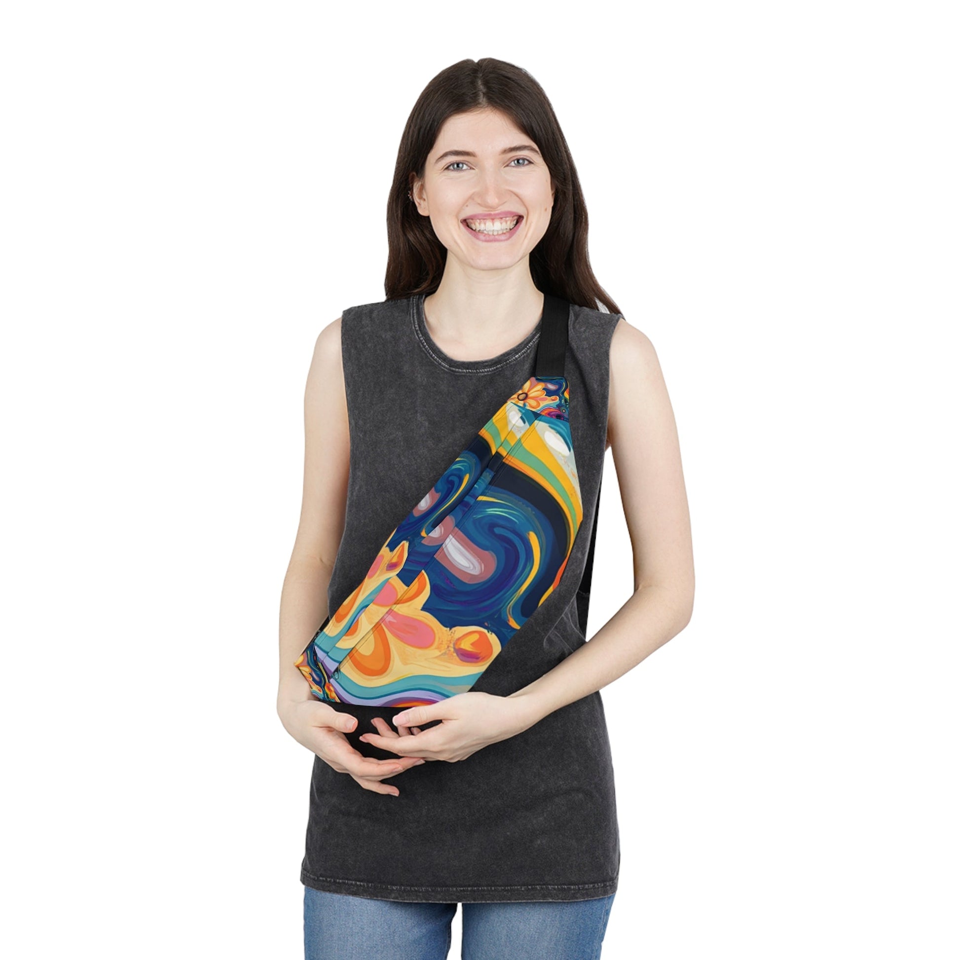 Vibrant Abstract Print Fanny Pack, Artsulli - Art is Long, Life is Short, Bags, , , , , , , 