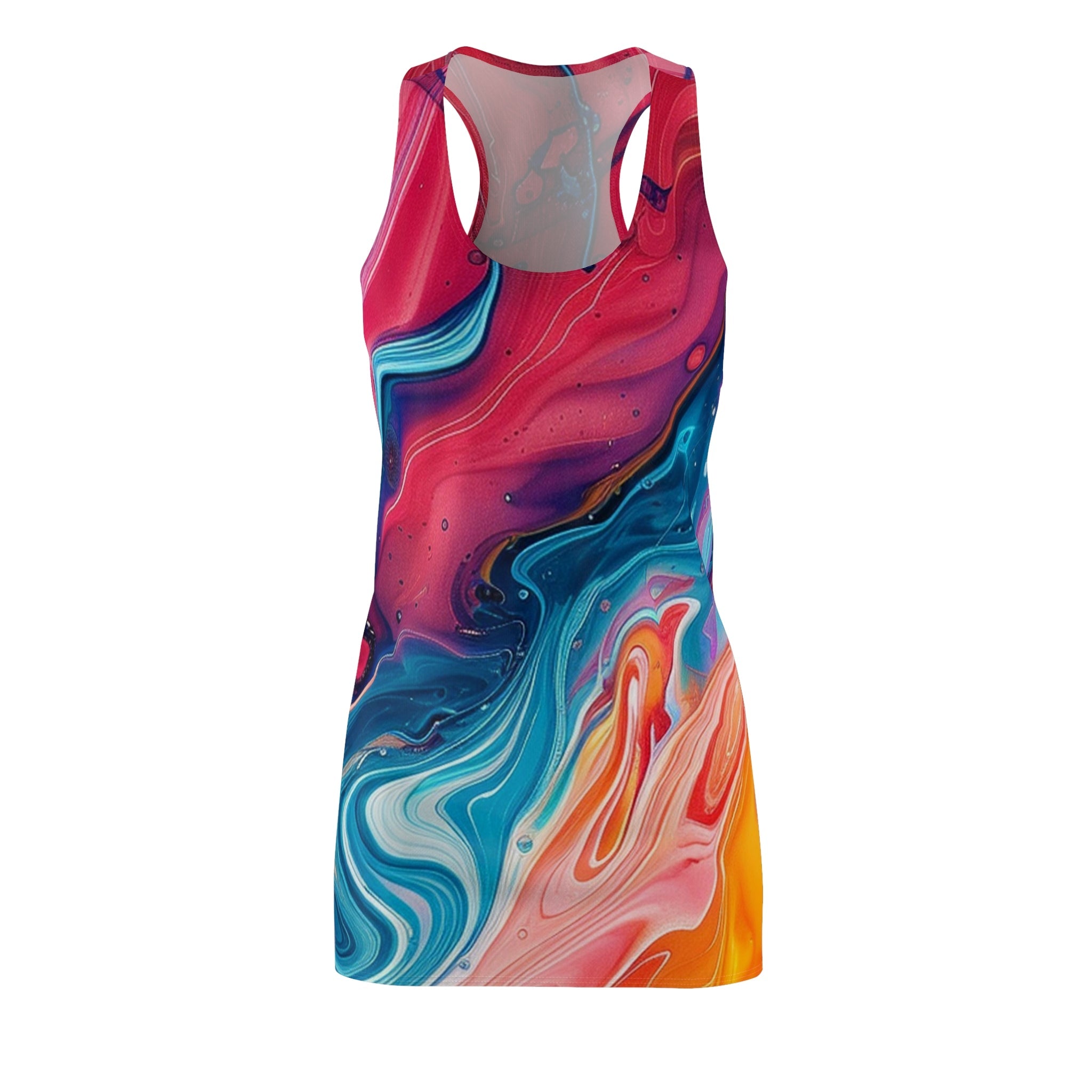 Vibrant Abstract Racerback Dress, Artsulli - Art is Long, Life is Short, All Over Prints, Size, XS, , , , , 45464230926167217705