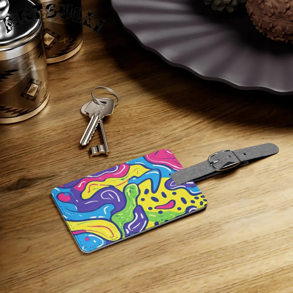 Vibrant Abstract Rectangle Luggage Tag, Artsulli - Art is Long, Life is Short, Accessories, , , , , , , 