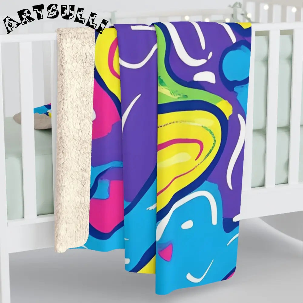 Vibrant Abstract Sherpa Fleece Blanket, Artsulli - Art is Long, Life is Short, Home Decor, , , , , , , 