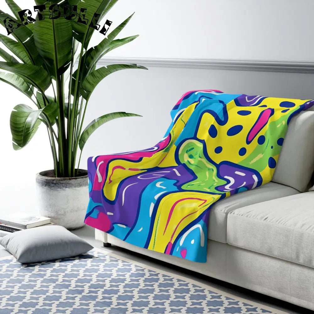 Vibrant Abstract Sherpa Fleece Blanket, Artsulli - Art is Long, Life is Short, Home Decor, , , , , , , 