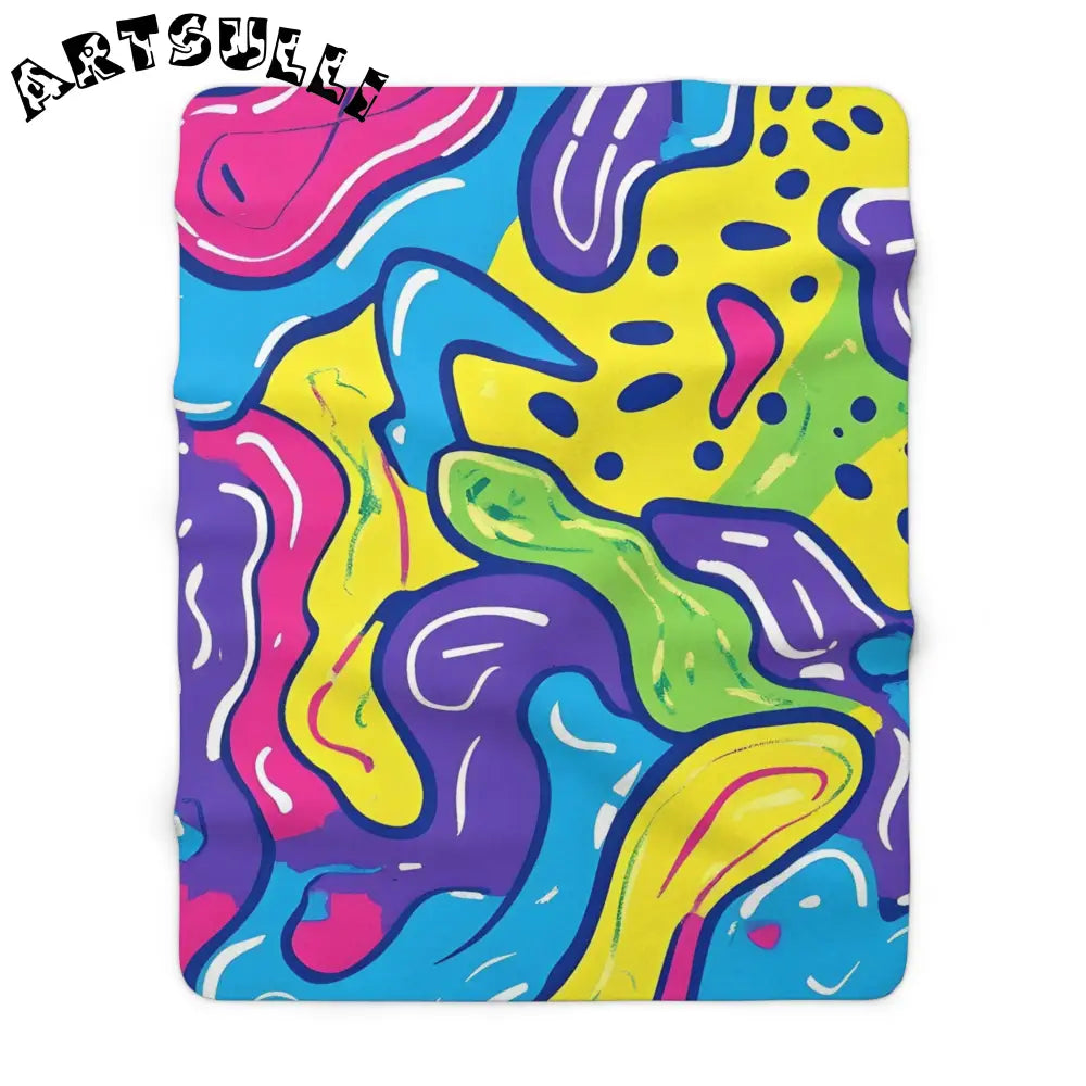 Vibrant Abstract Sherpa Fleece Blanket, Artsulli - Art is Long, Life is Short, Home Decor, Size, 60" × 80", , , , , 29386889965120057344