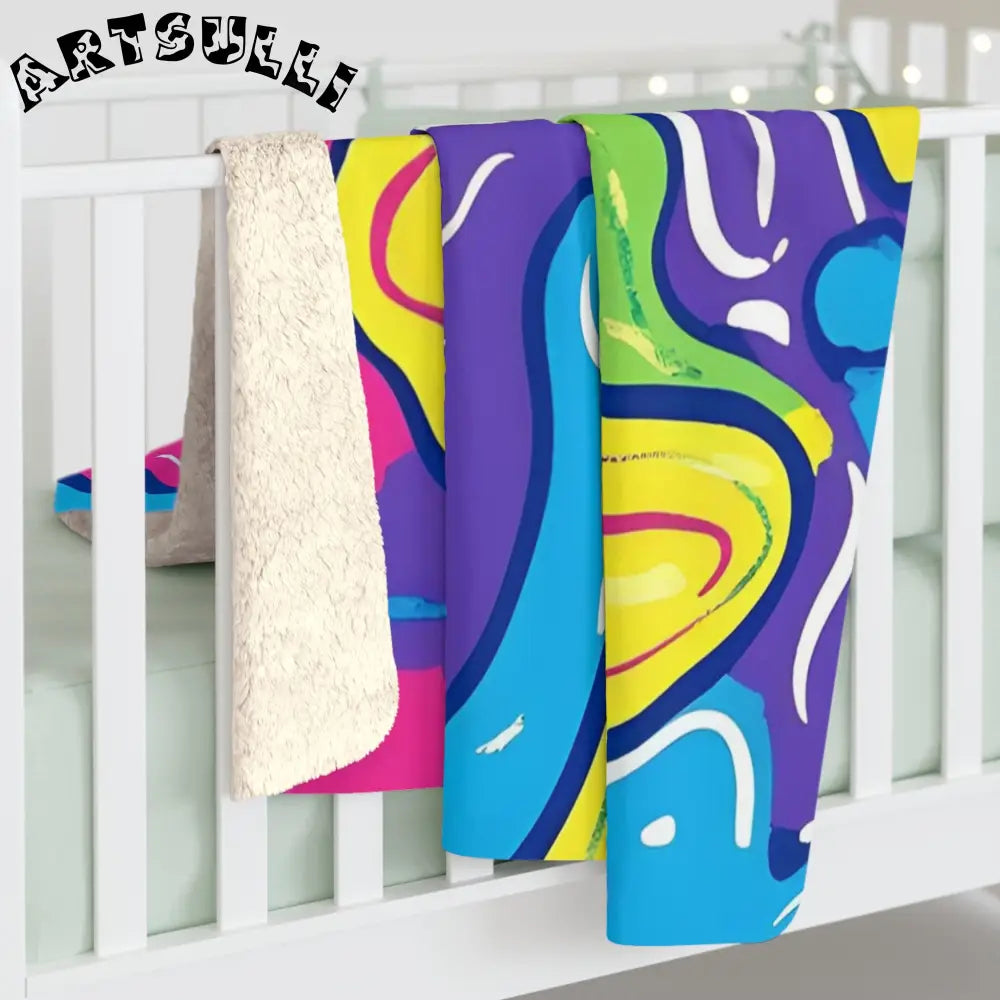 Vibrant Abstract Sherpa Fleece Blanket, Artsulli - Art is Long, Life is Short, Home Decor, , , , , , , 