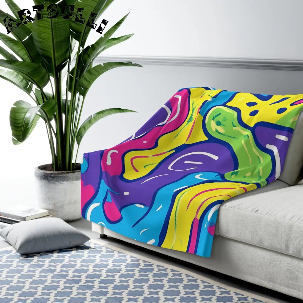 Vibrant Abstract Sherpa Fleece Blanket, Artsulli - Art is Long, Life is Short, Home Decor, , , , , , , 