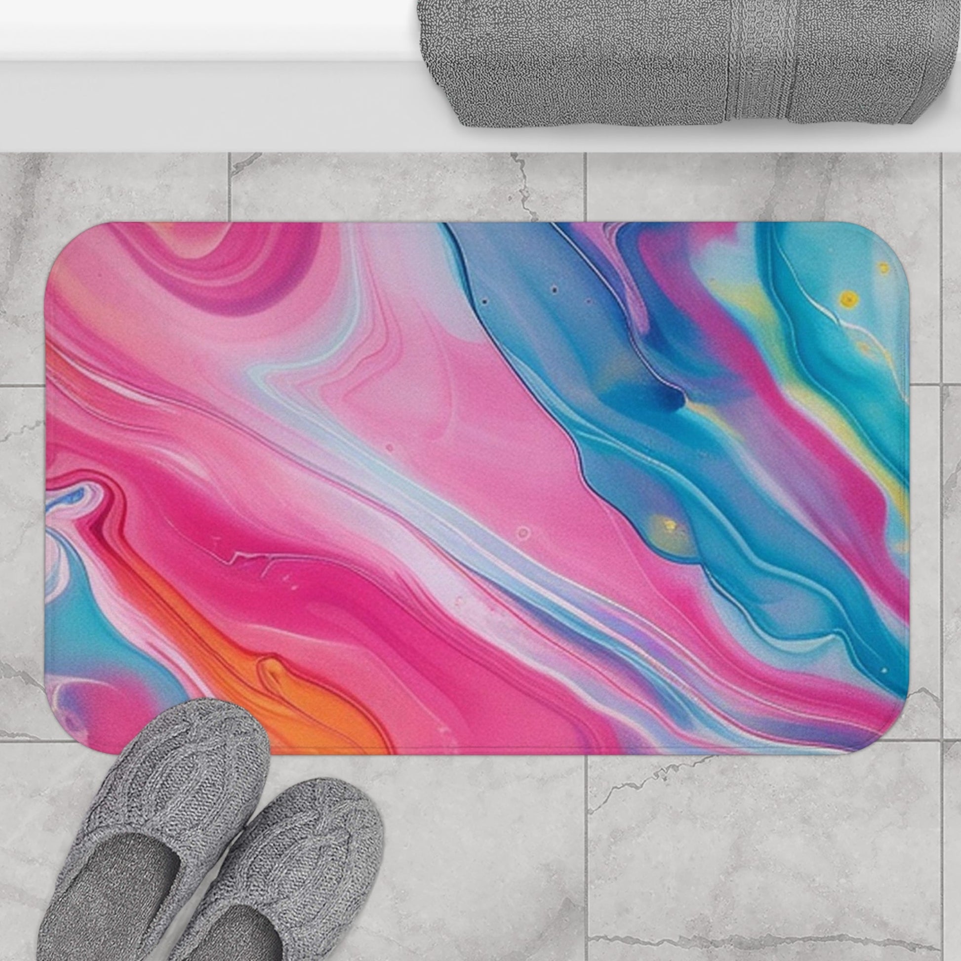 Printify Vibrant Abstract Swirl Bath Mat 2025